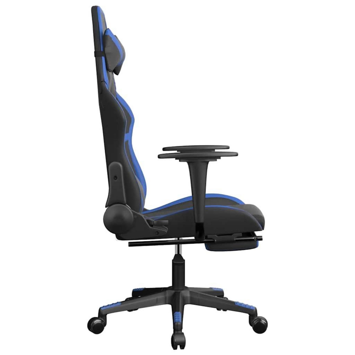 VIDAXL Chaise de jeu de massage et repose-pied Noir et bleu Similicuir