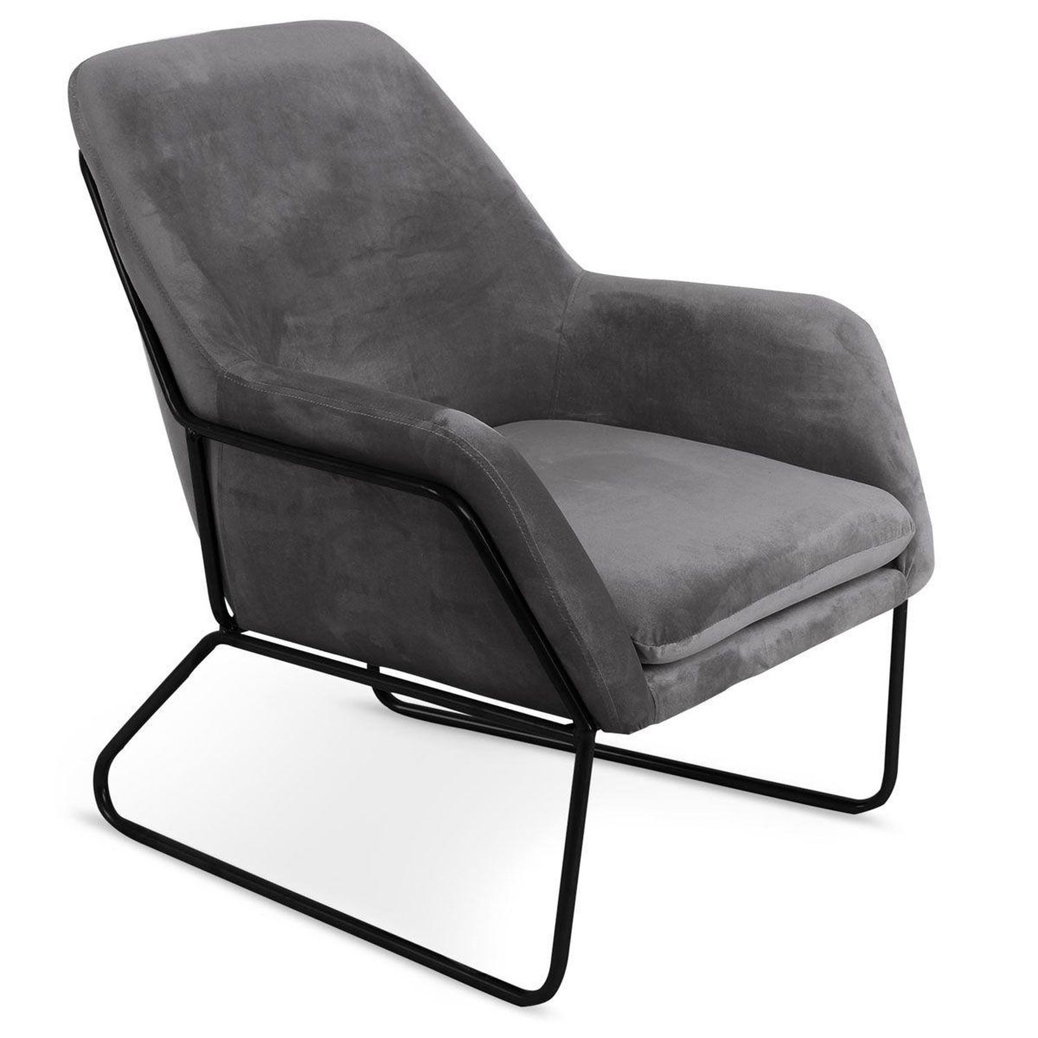 Paris Prix Fauteuil Design en Velours  Baldy  84cm Gris