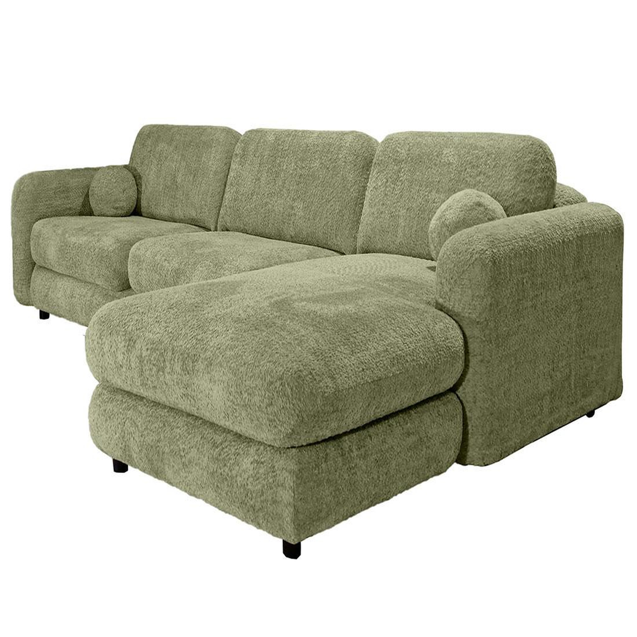 Voir la diapositive 2 : BEST MOBILIER Rachel - canapé d'angle droit 4 places en tissu bouclette