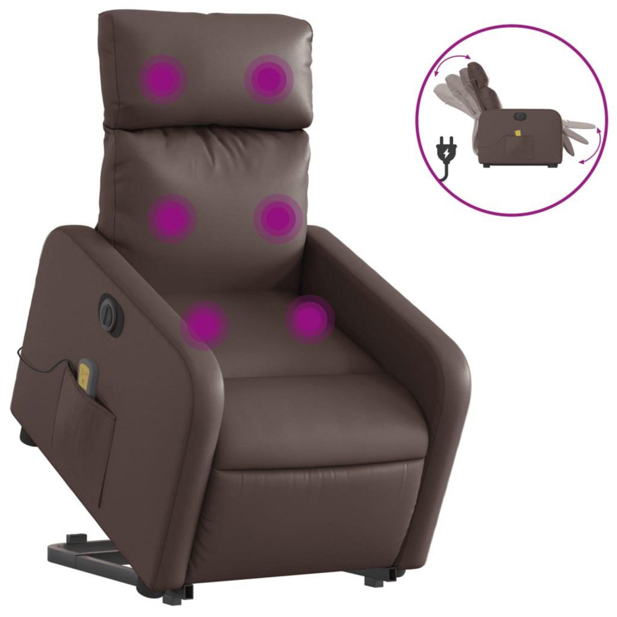 VIDAXL Fauteuil inclinable de massage electrique marron similicuir