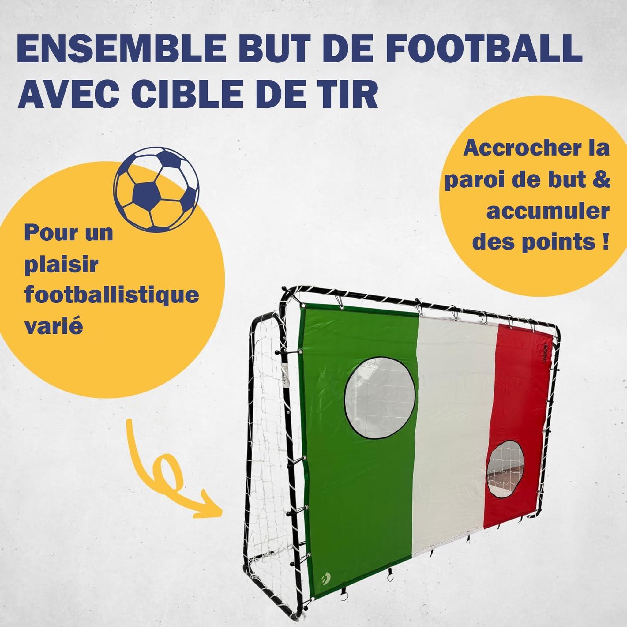 Voir la diapositive 2 : BEST SPORTING But de football 213 x 152 x 76 cm en noir avec cible de tir Italie
