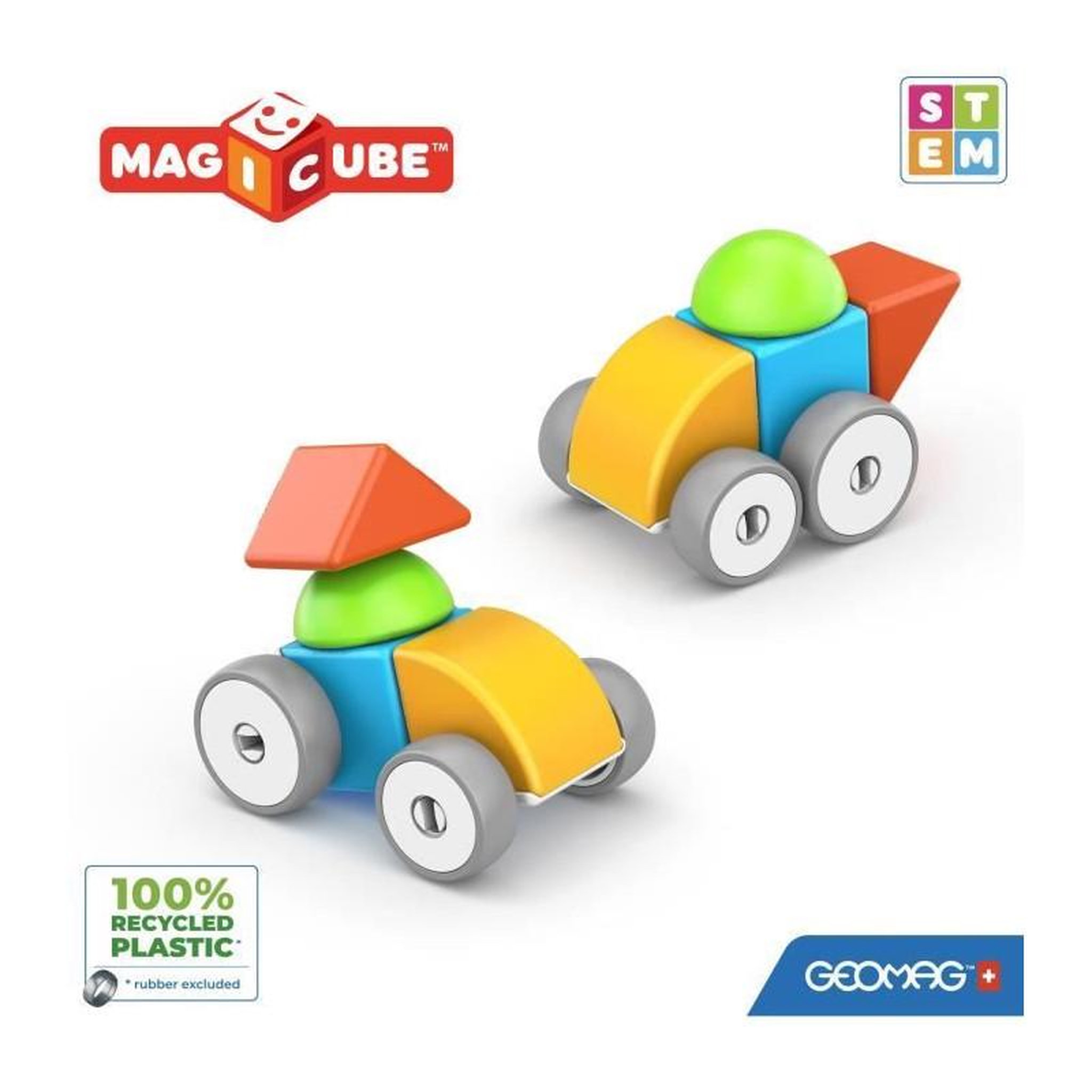 Voir la diapositive 4 : Geomag Blocs magnétiques - GEOMAG - Magicube 308 - 10 pieces - Formes variées - Véhicules - Plastique recyclé
