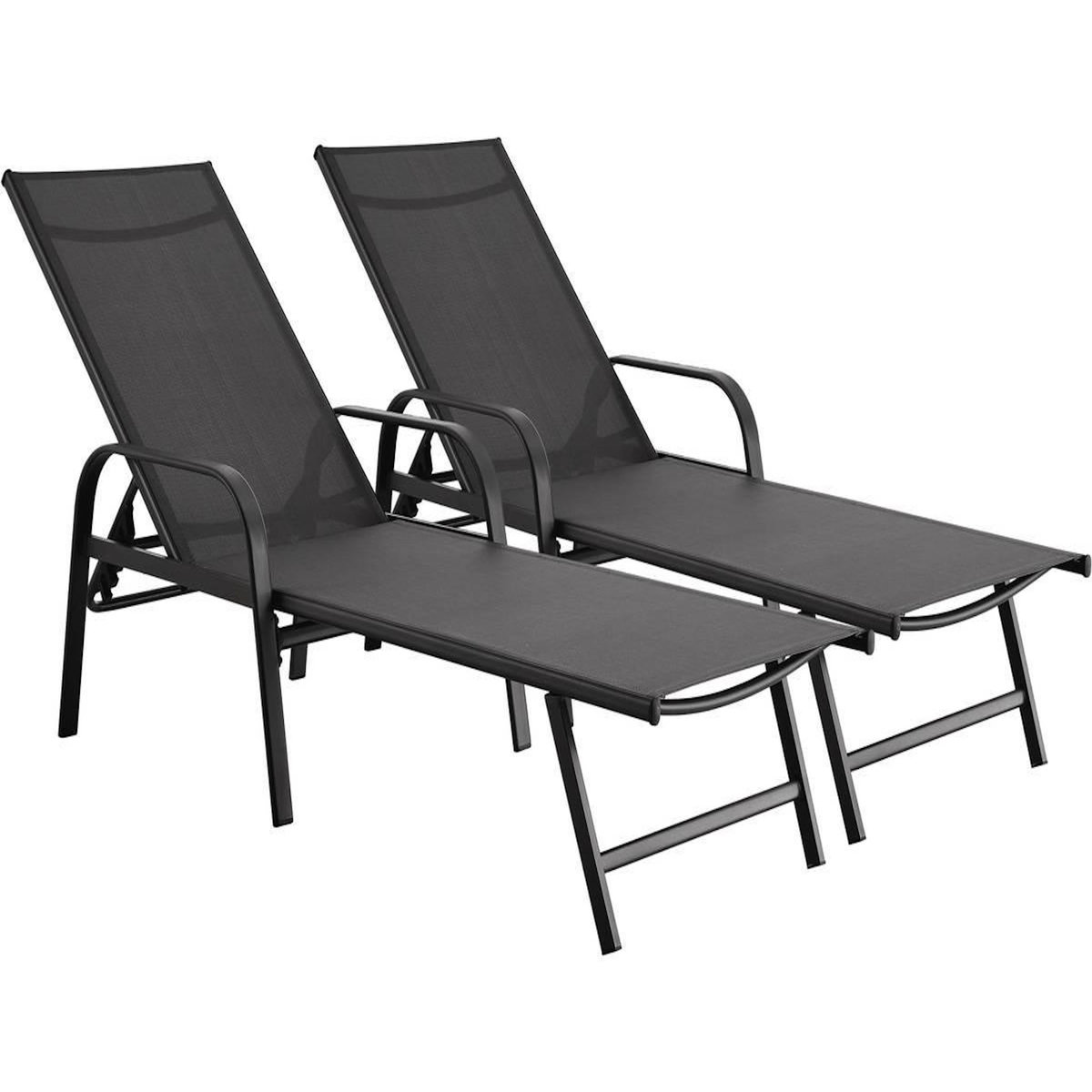 Habitat et Jardin Lot de 2 Bains de soleil en métal  Farniente - Gris