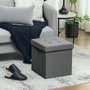 Voir la diapositive 2 : HOMCOM Pouf coffre velours effet capitonné pliable - pouf de rangement - dim. 38x38x38cm - gris
