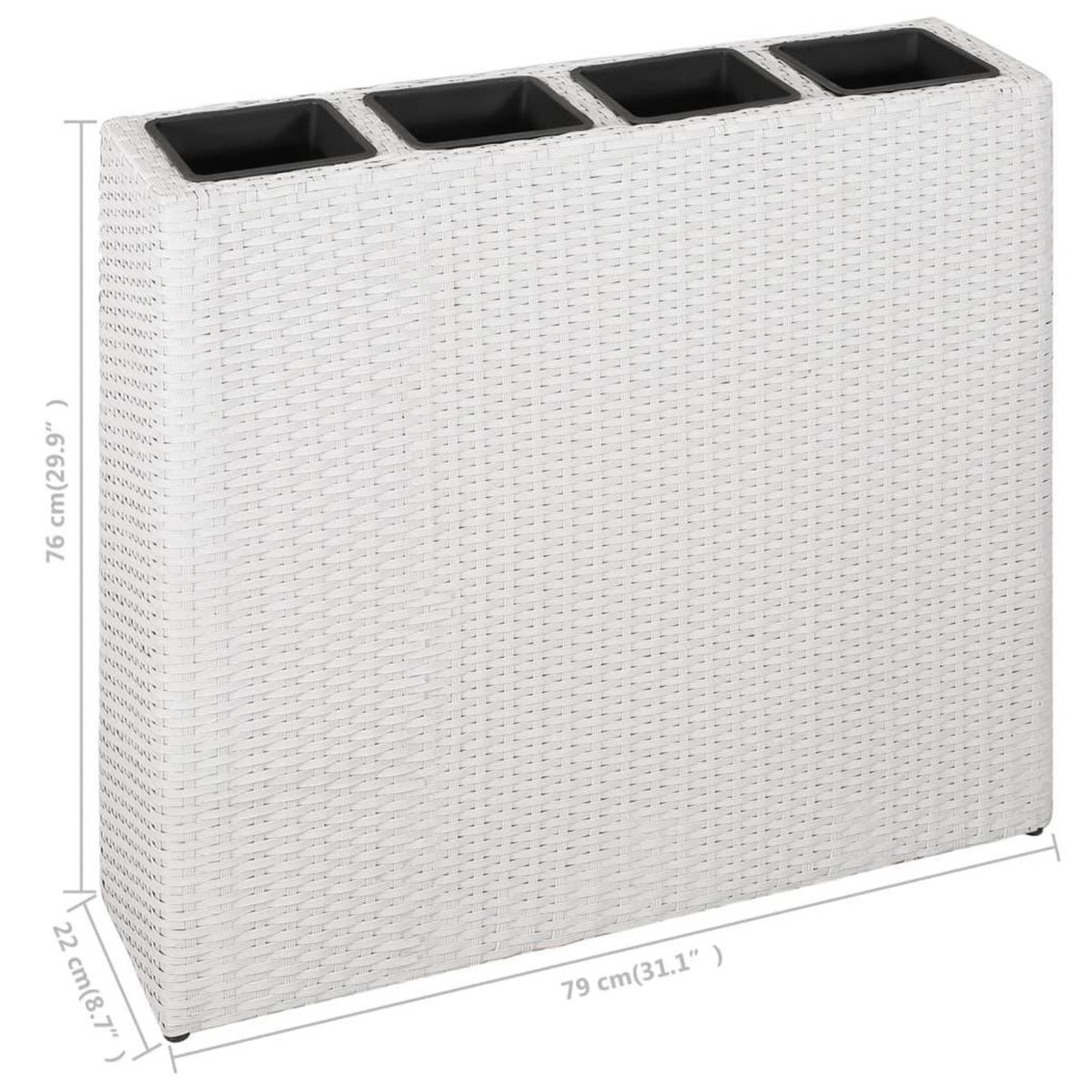 VIDAXL Lits sureleves de jardin et 4 pots 2 pcs Resine tressee Blanc