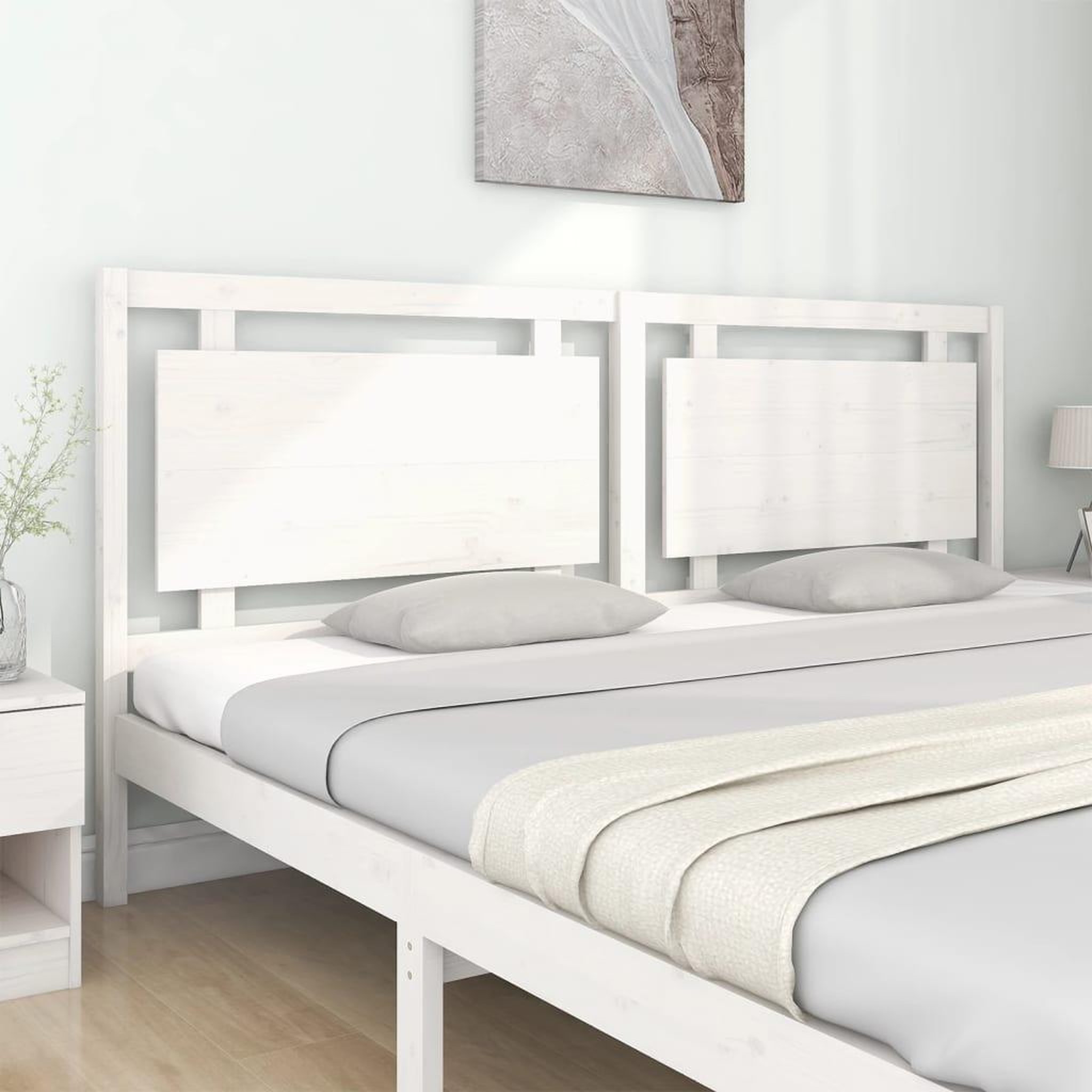 Voir la diapositive 3 : VIDAXL Tete de lit Blanc 205,5x4x100 cm Bois massif de pin
