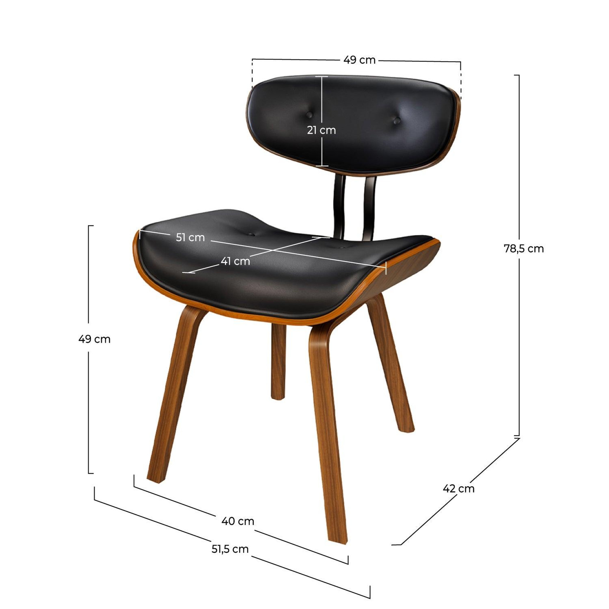 Voir la diapositive 4 : MAISON PAVANE Chaise en pu noir et pieds en bois plié-pétrus