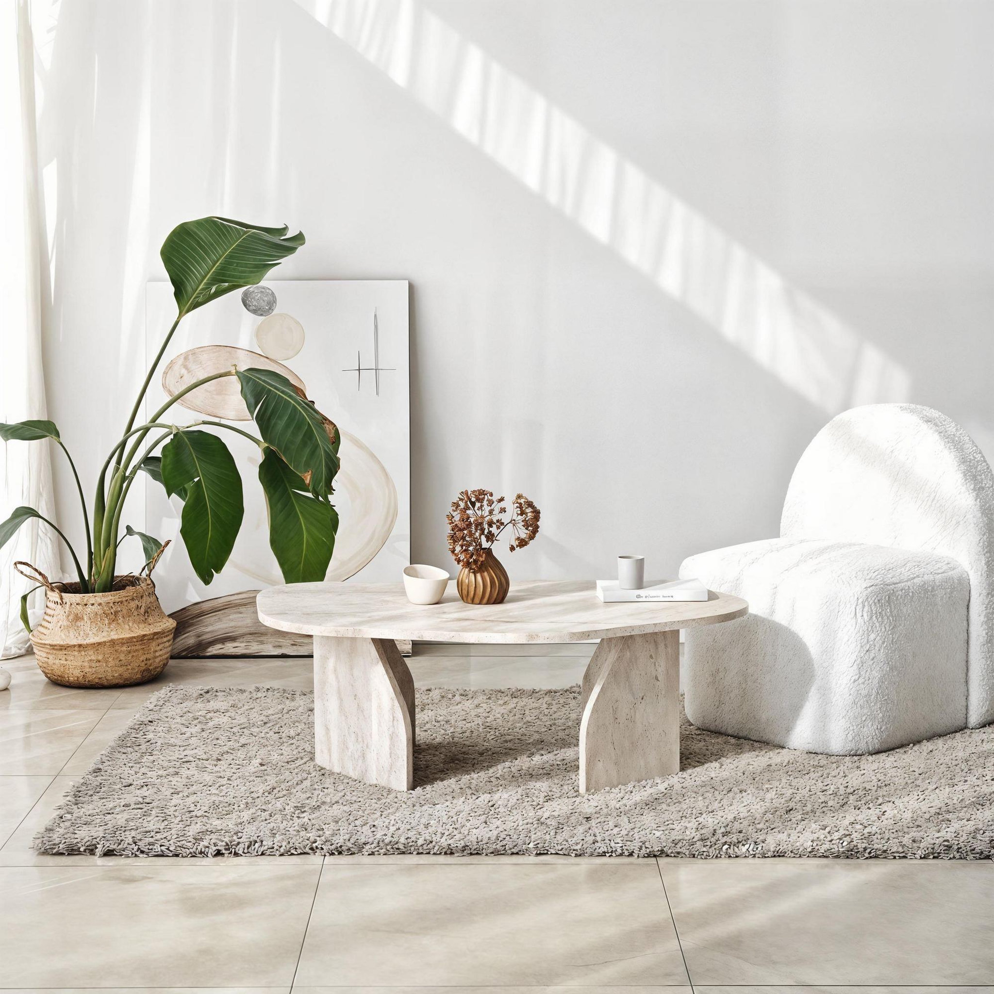 Voir la diapositive 3 : Habitat et Jardin Table basse en bois  rock  100 x 60 x 35 cm - travertin