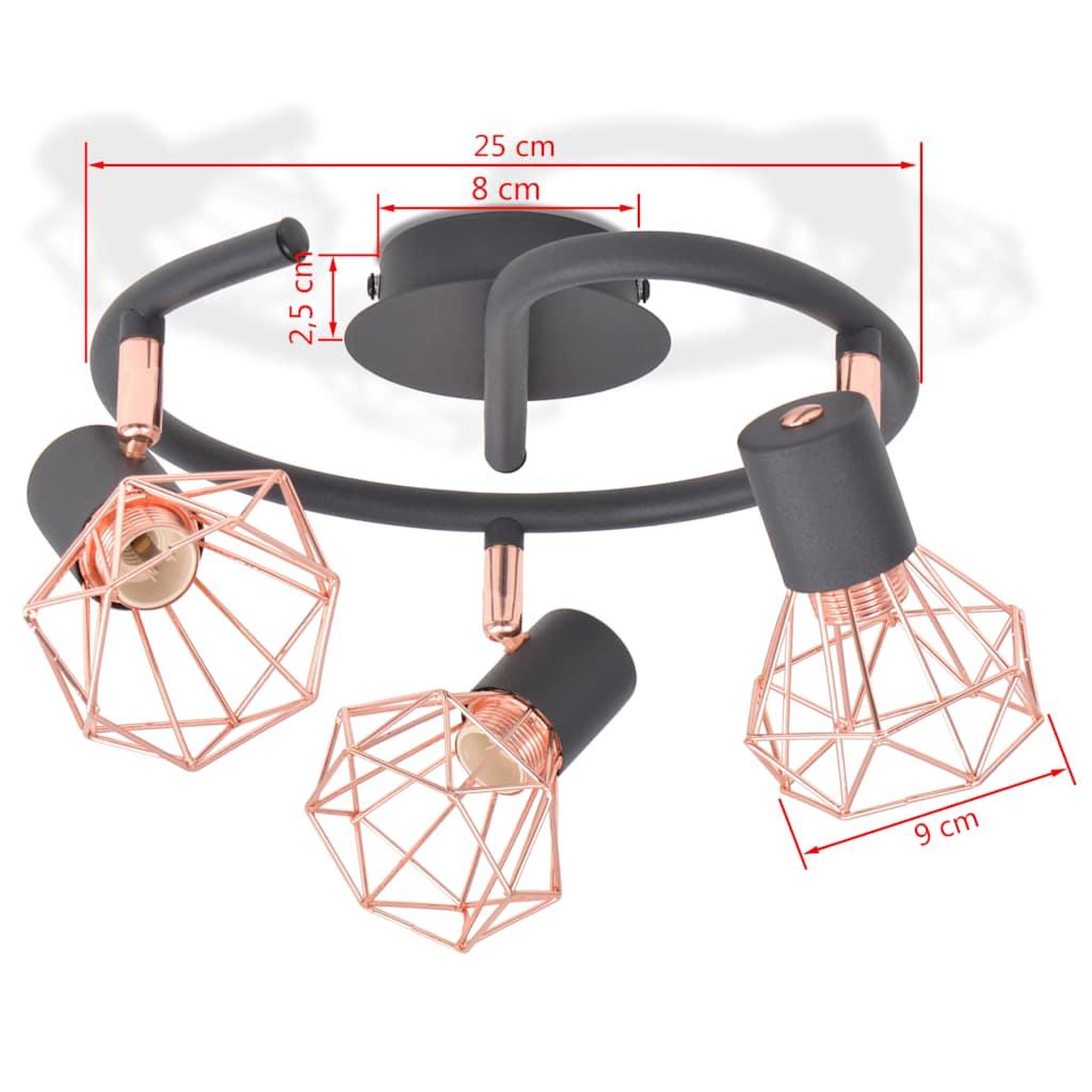 Voir la diapositive 6 : VIDAXL Plafonnier avec 3 ampoules LED a filament 12 W