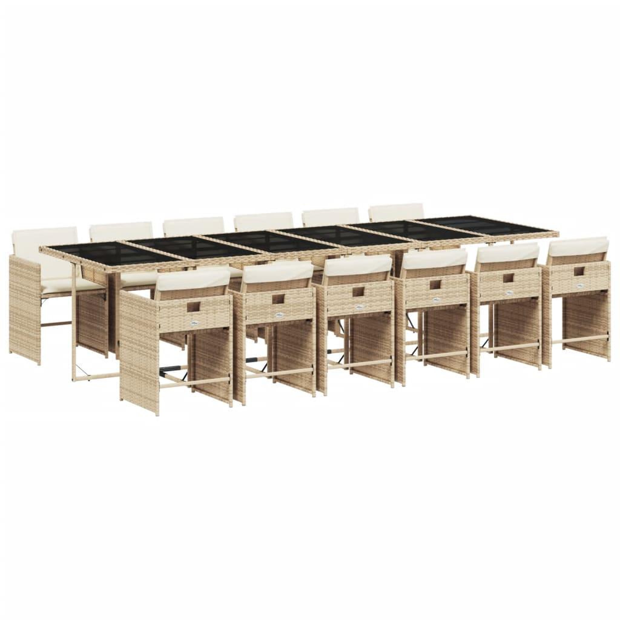Voir la diapositive 2 : VIDAXL Ensemble a manger de jardin et coussins 13 pcs beige