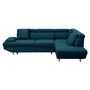 Voir la diapositive 2 : Canapé d'angle droit convertible 5 places tissu pieds bois clair MARIUS 