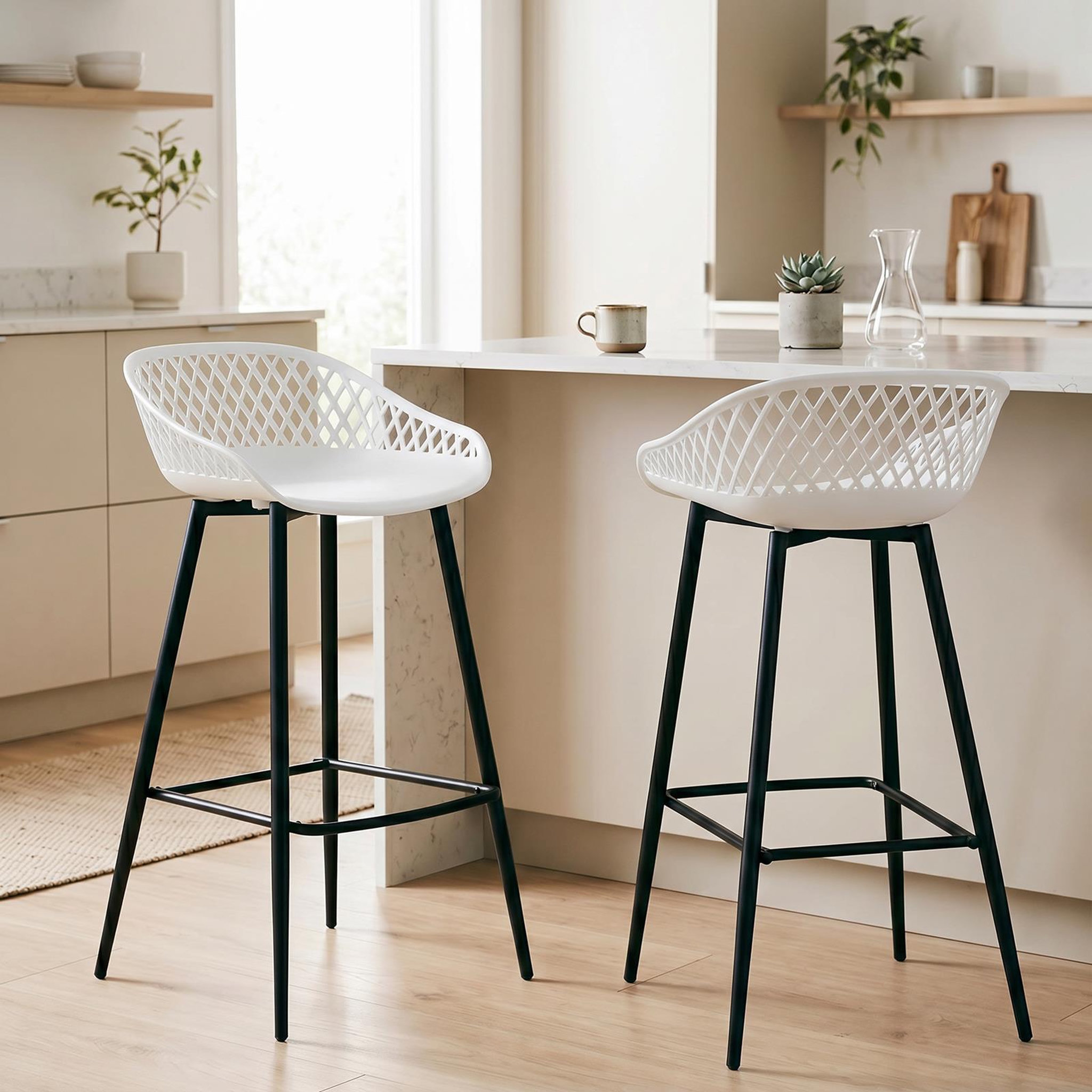 Voir la diapositive 2 : IDIMEX Lot de 2 tabourets de bar IREK, en plastique