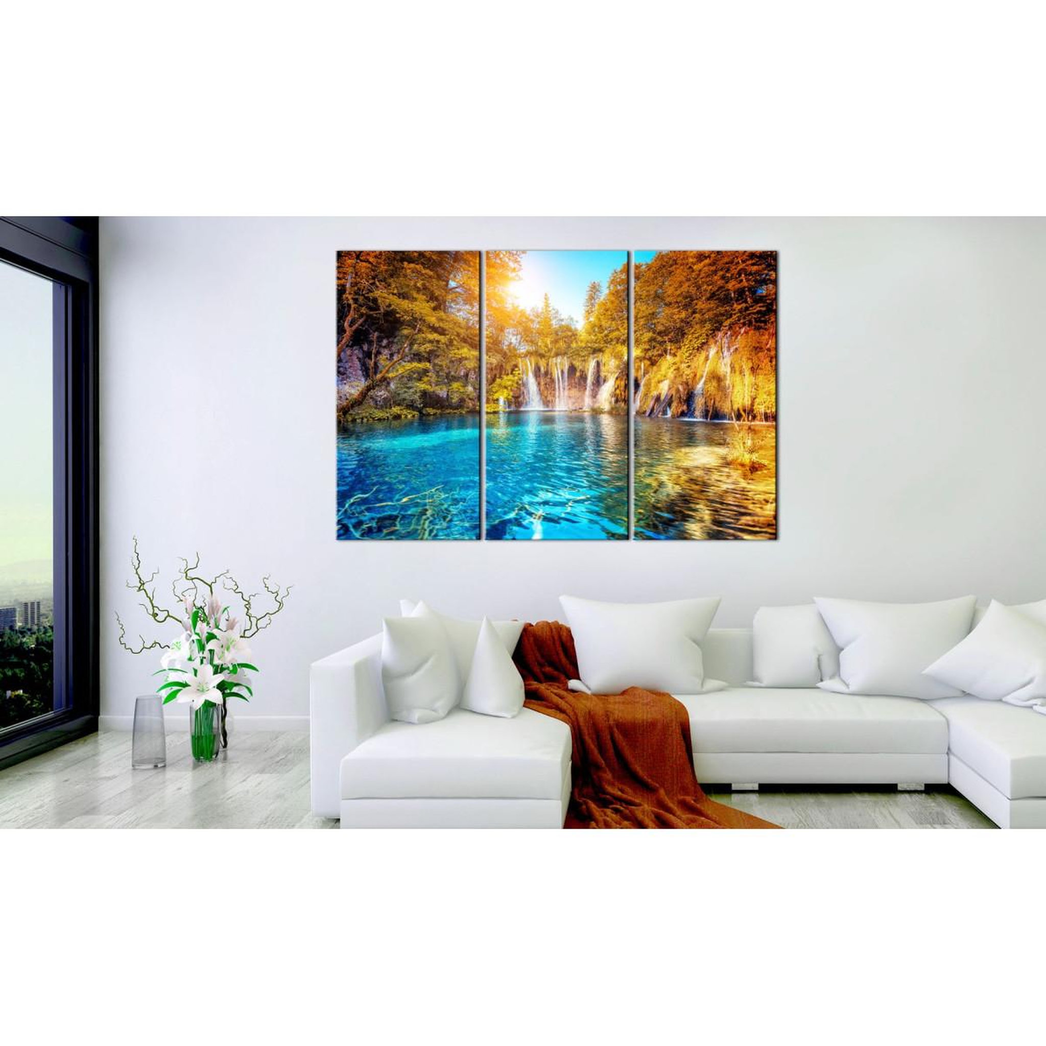 Voir la diapositive 2 : Paris Prix Tableau Imprimé  Waterfalls of Sunny Forest
