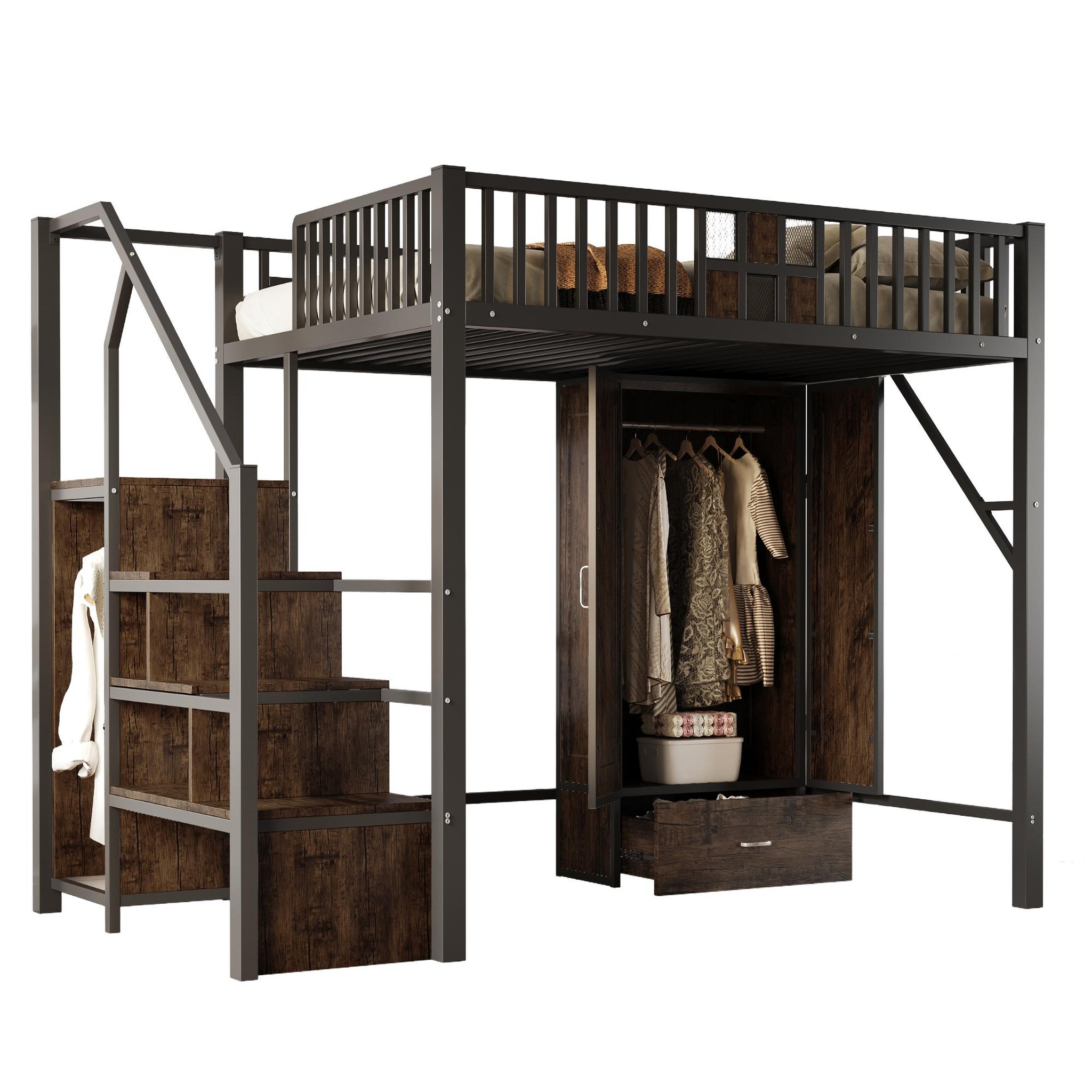 MERAX Lit mezzanine. Coloris disponibles : Noir
