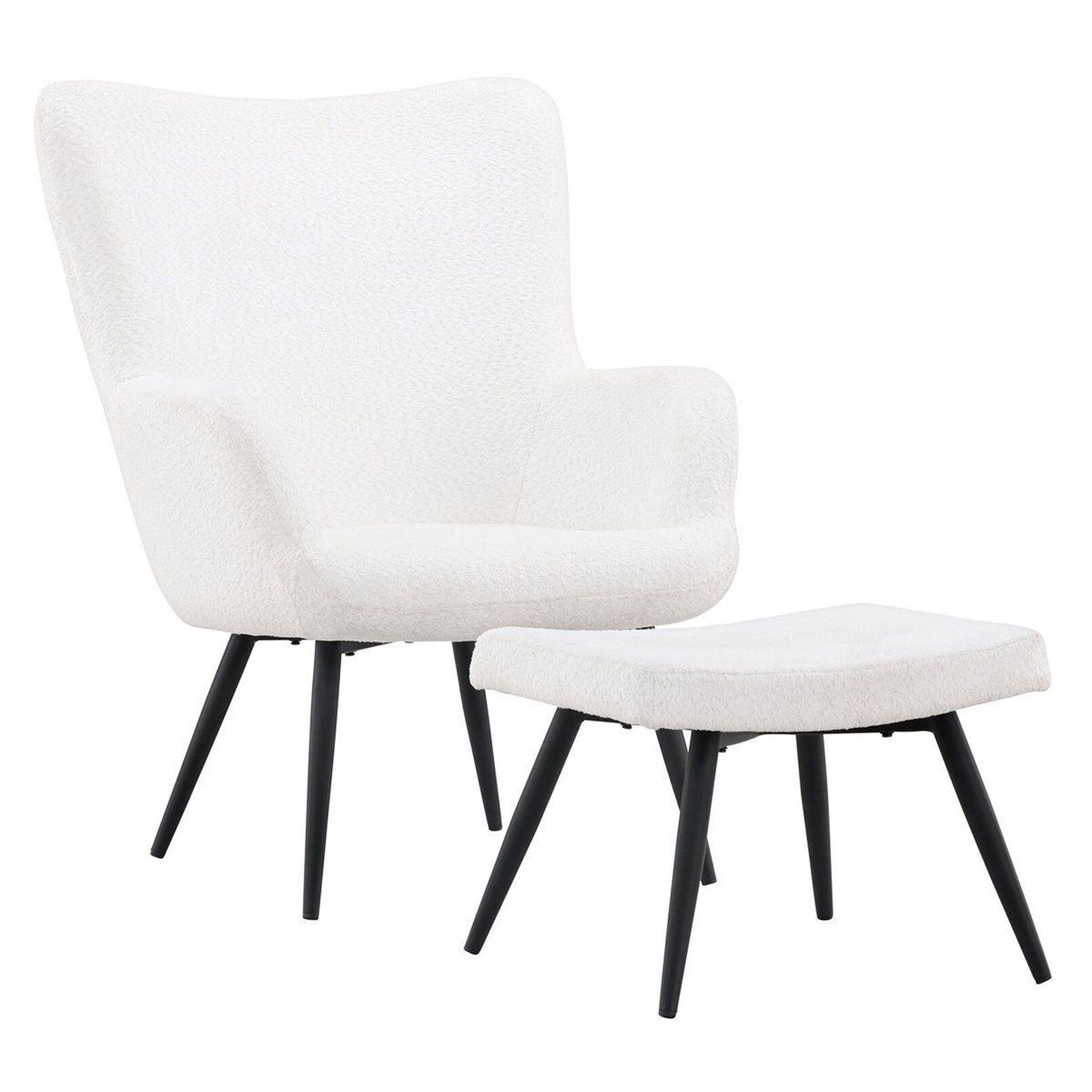 Paris Prix Fauteuil & pouf design bouclette  como  95cm blanc