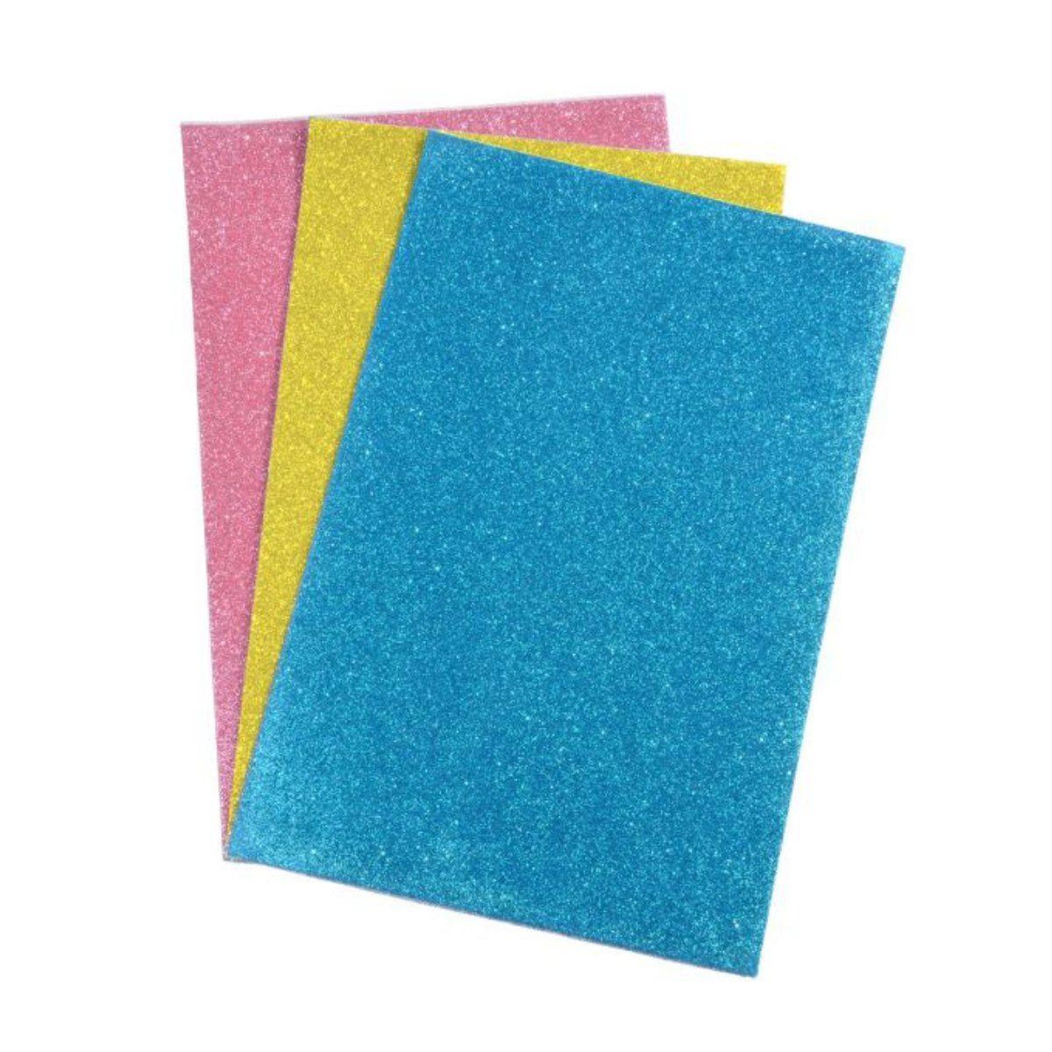 HOMEA Lot de 3 feuilles adhésives mousse  paillettes  30cm multicolore