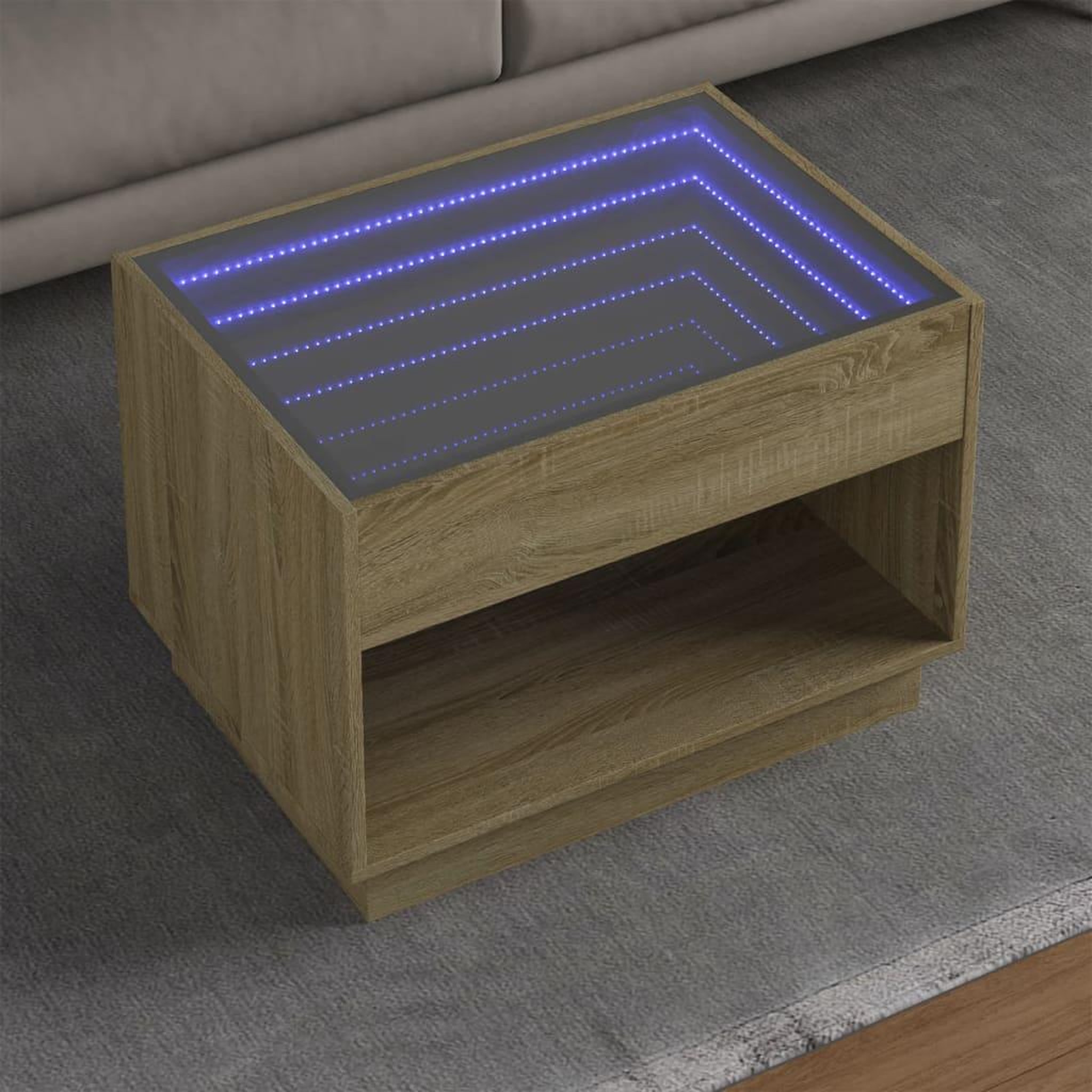 VIDAXL Table basse avec LED infini chene sonoma 70x50x50 cm