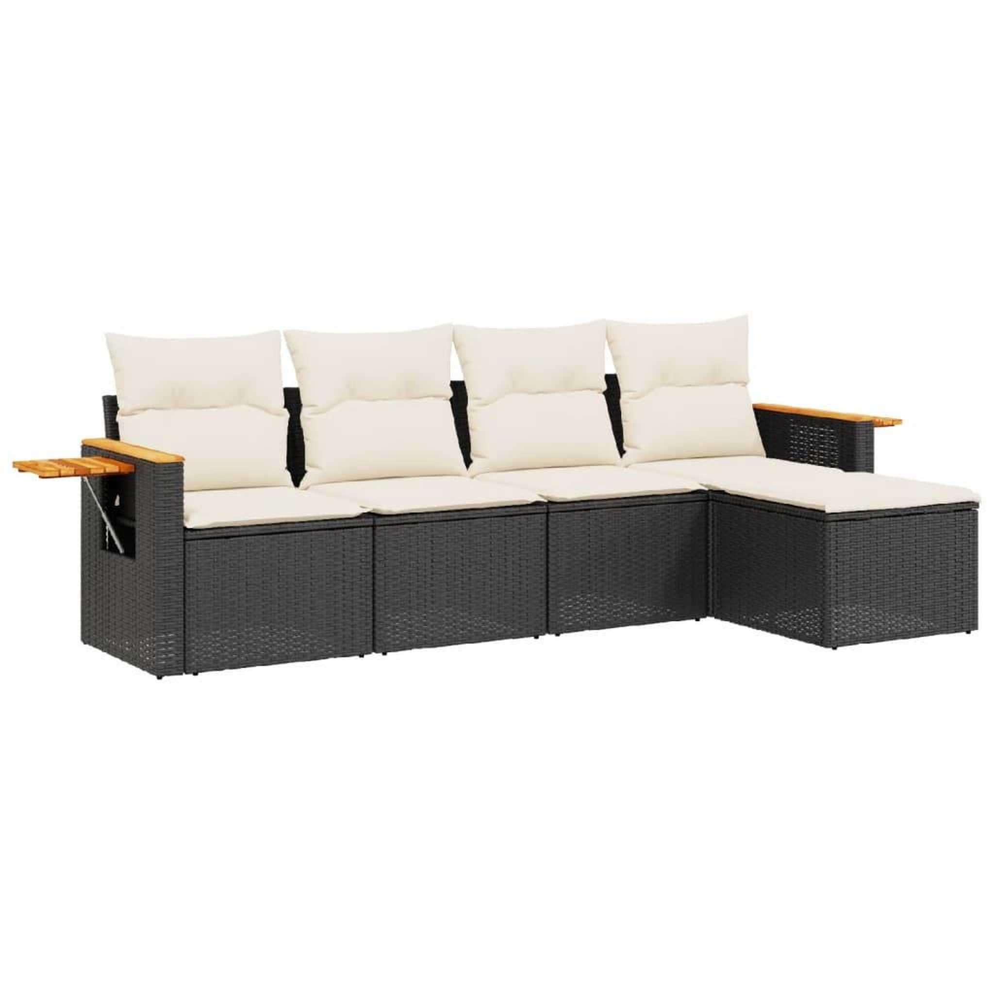 Voir la diapositive 2 : VIDAXL Salon de jardin 5 pcs avec coussins noir resine tressee