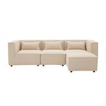 CONCEPT USINE Canapé modulable 3 places bouclette beige avec pouf MODULAR