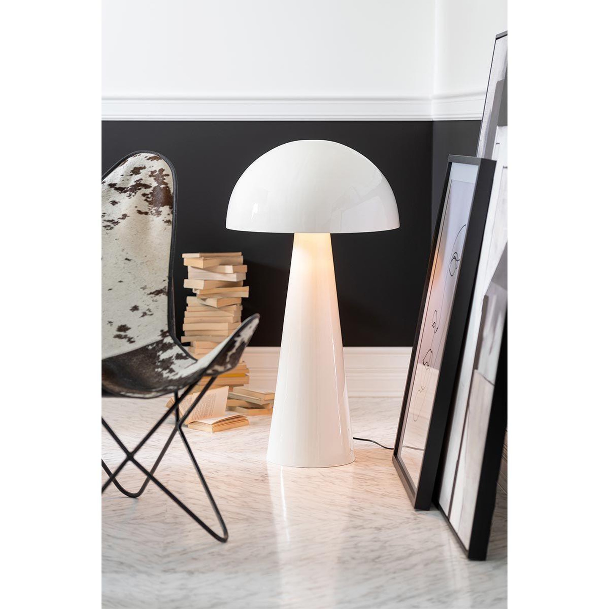 Voir la diapositive 4 : J-LINE Lampadaire  Champignon Brillant  99cm Blanc