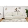 Voir la diapositive 2 : MARKET24 Canapé d'angle gauche convertible 4/5 places MILO - Tissu bouclette beige clair - Coffre de rangement - L 264 x H 84 x P 99/145