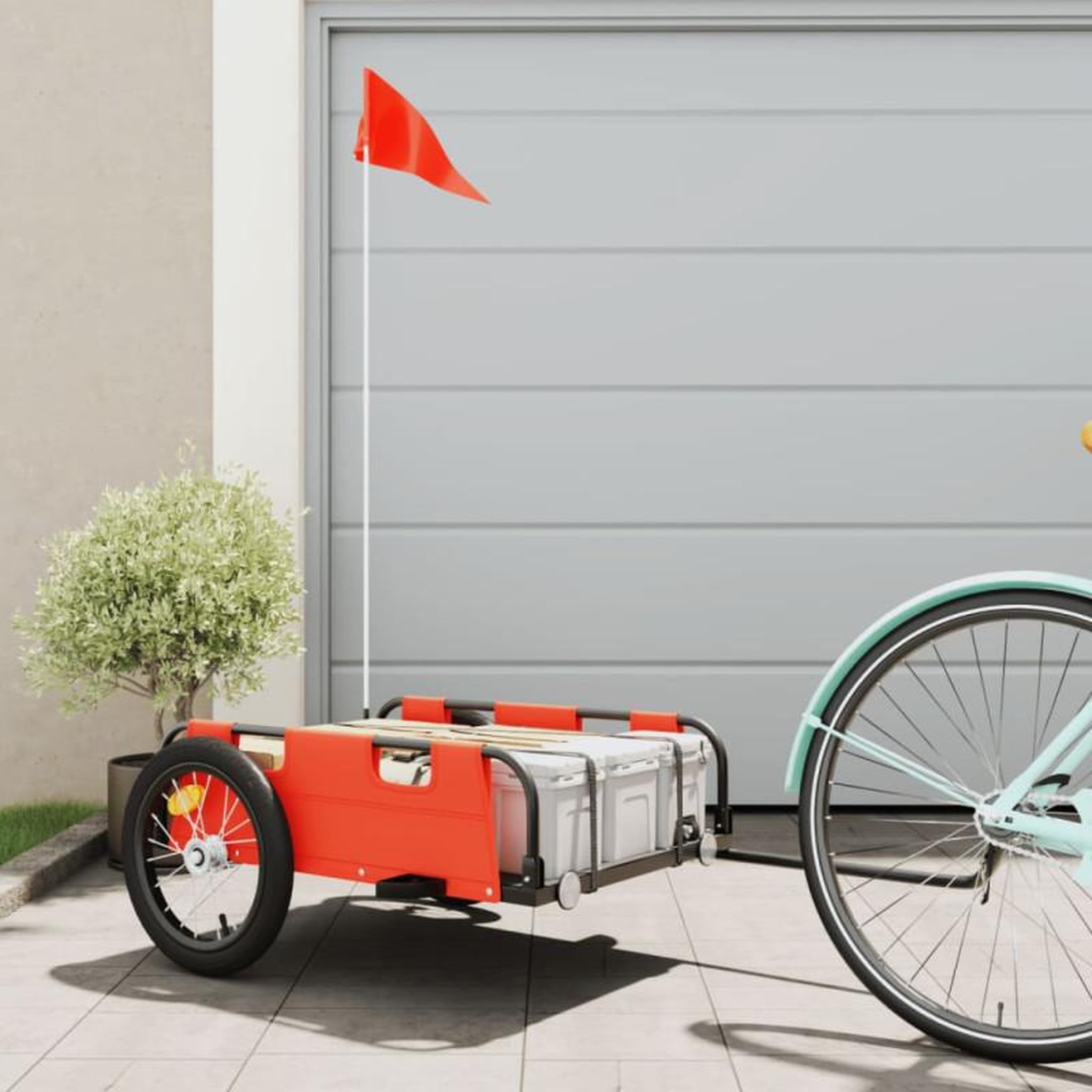 VIDAXL Remorque de vélo orange tissu oxford et fer