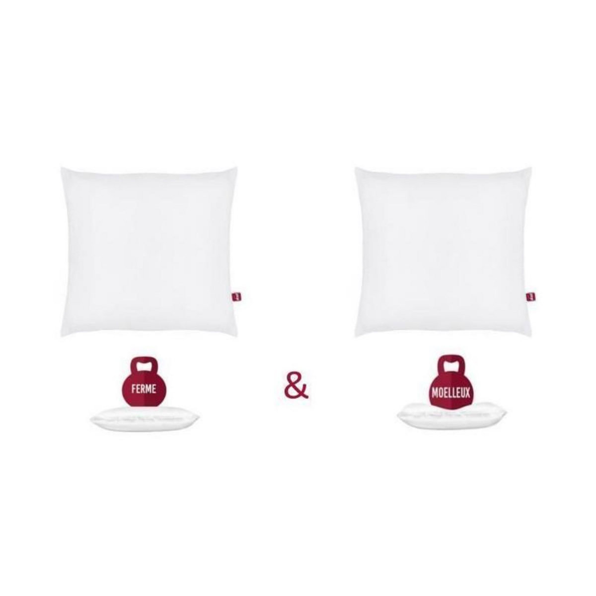 ABEIL ABEIL Lot de 2 Oreillers DOUBLE CONFORT 100% Coton 60x60cm