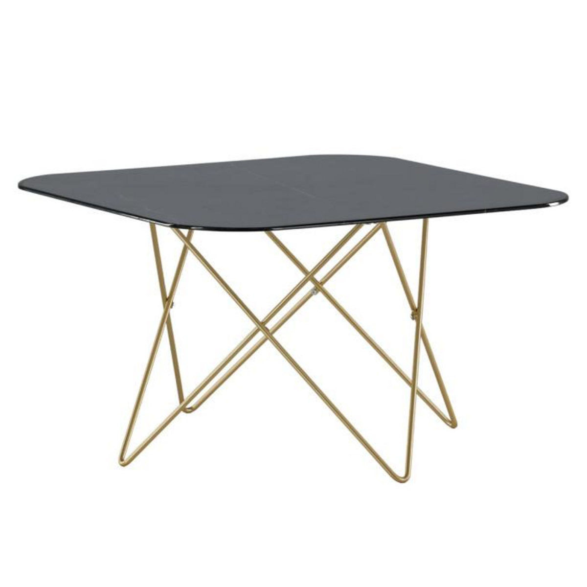 Paris Prix Table Basse en Verre Marbré  Tristar  80cm Noir & Or
