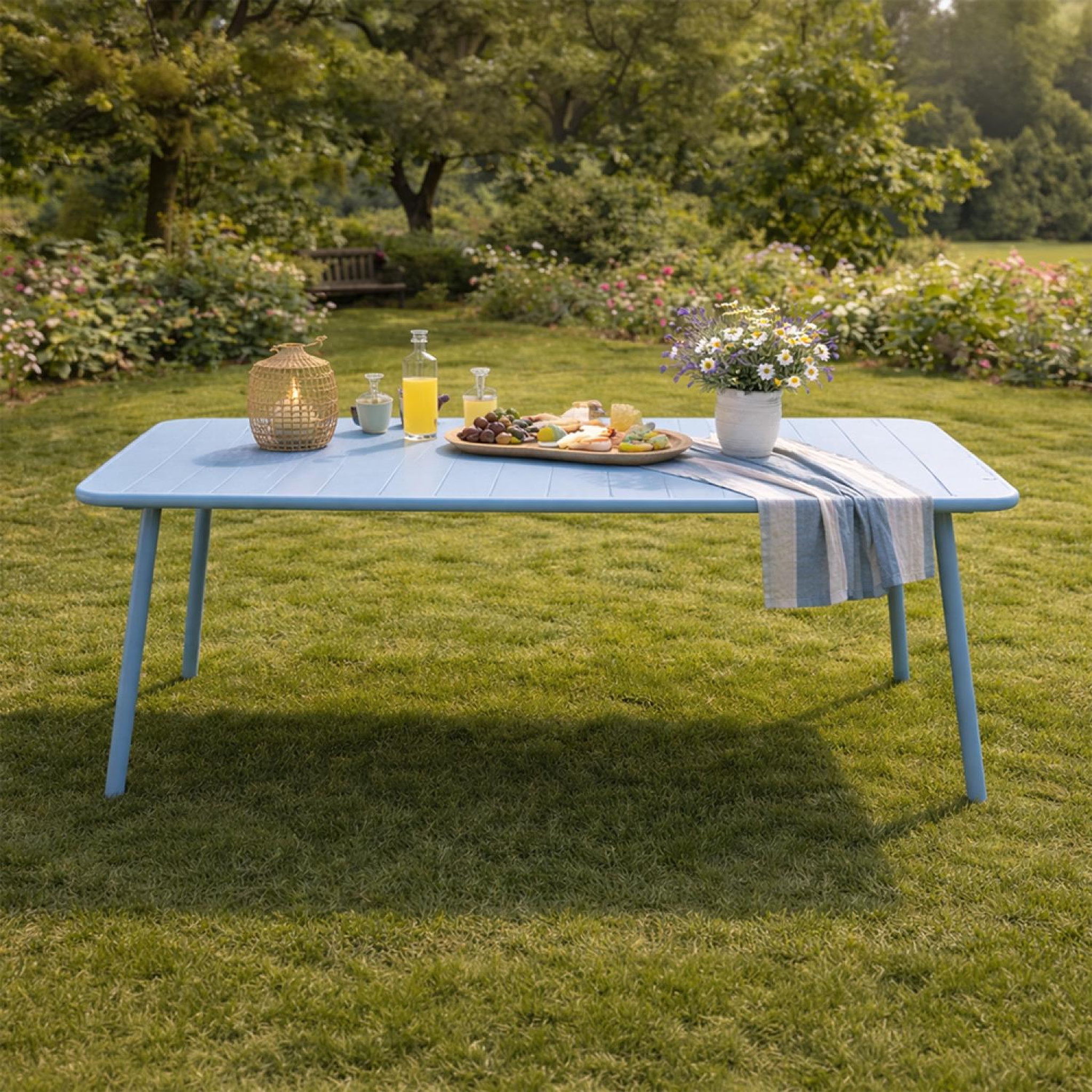 Voir la diapositive 5 : CONCEPT USINE Table de jardin 8-10 places 200cm bleu bergame