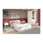 PARISOT Chambre complete ZODIAC : Lit 140x190 avec tiroir + Armoire 3 portes et 2 tiroirs + 2 chevets - Décor Blanc - PARISOT