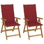 Voir la diapositive 1 : VIDAXL Chaises inclinables de jardin lot de 2 et coussins Bois acacia