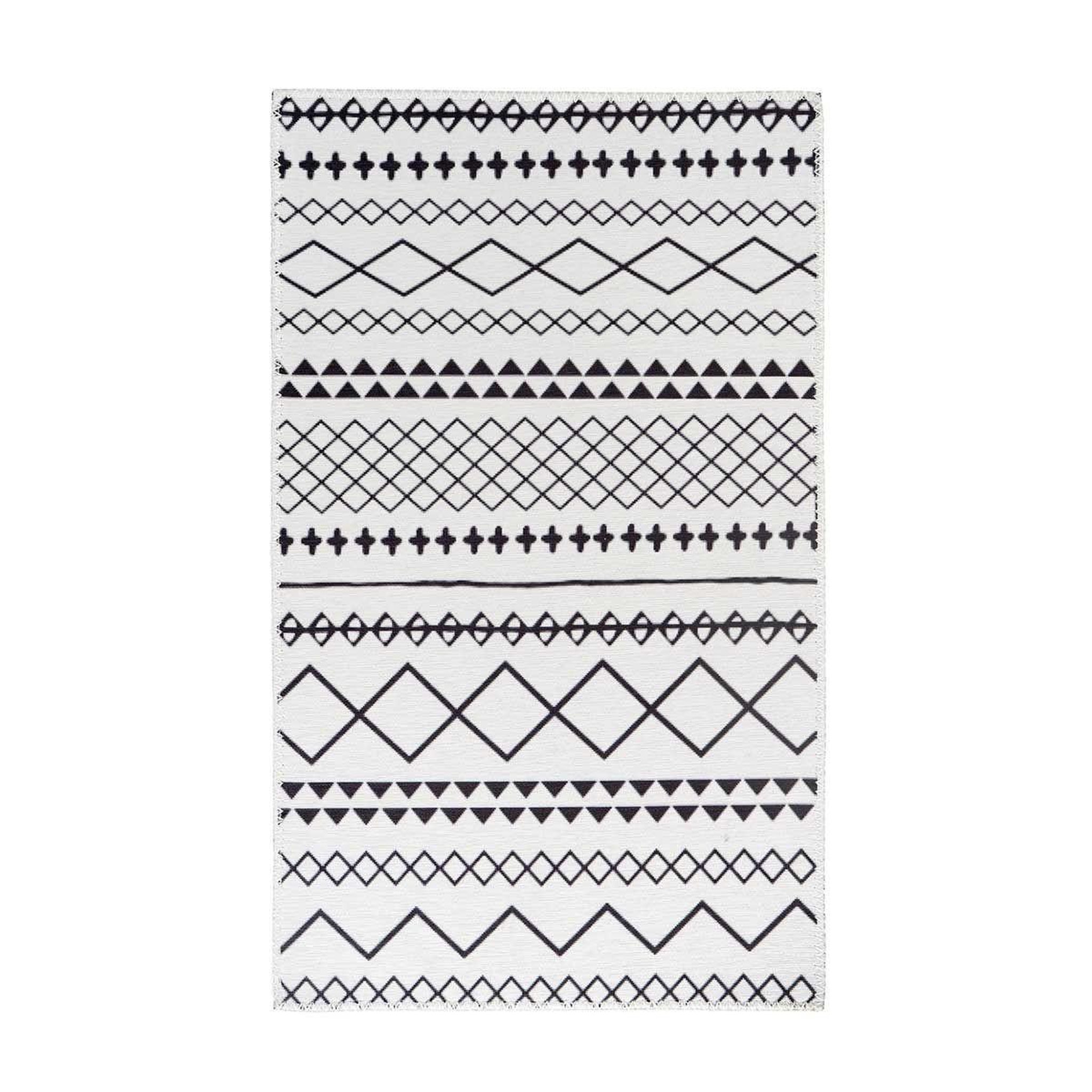 Paris Prix Tapis tissé imprimé à poils plats  maya iv  blanc & noir. Coloris disponibles : Blanc