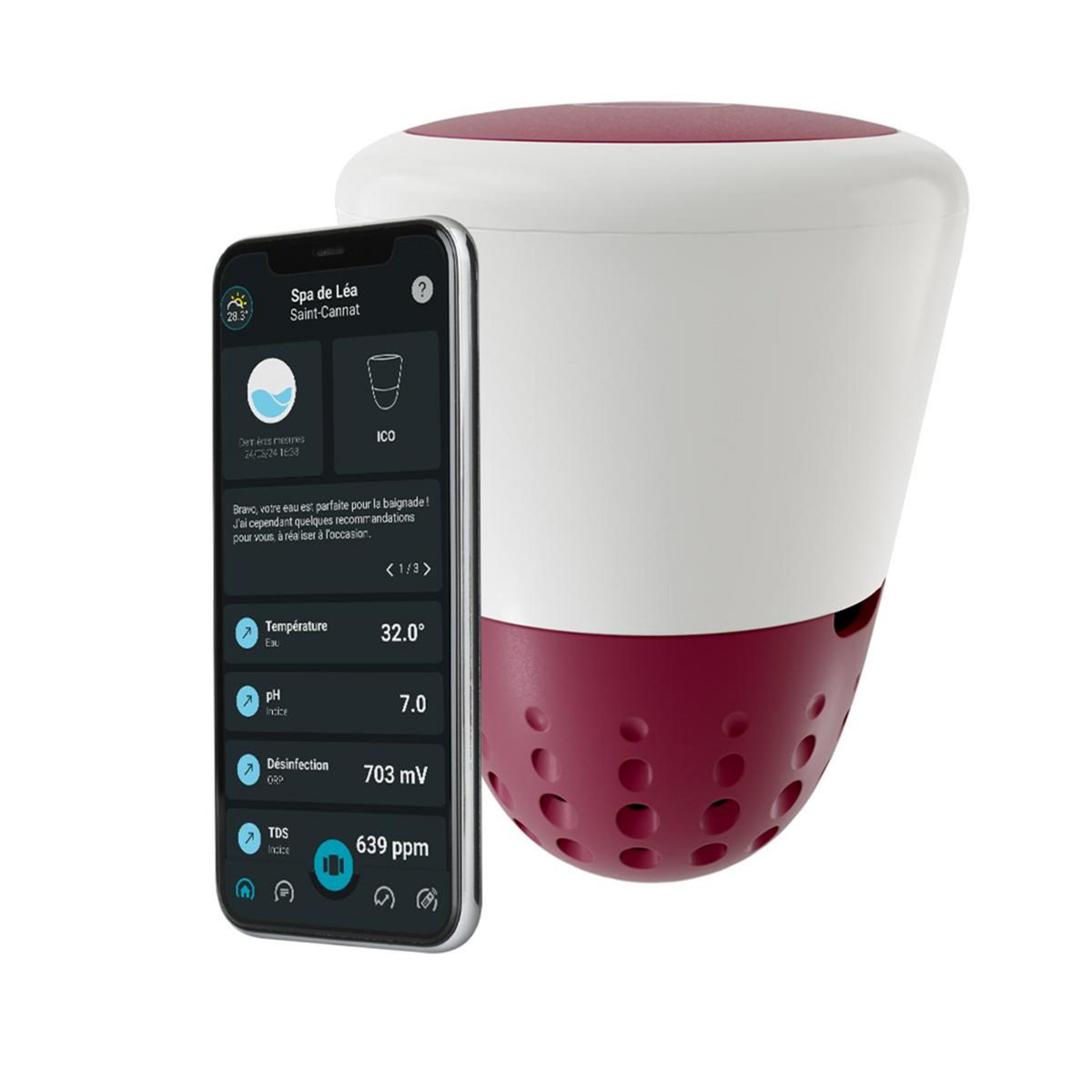 ONDILO Analyseur d'eau connecté wifi + bluetooth - ico spa v2 cl-br