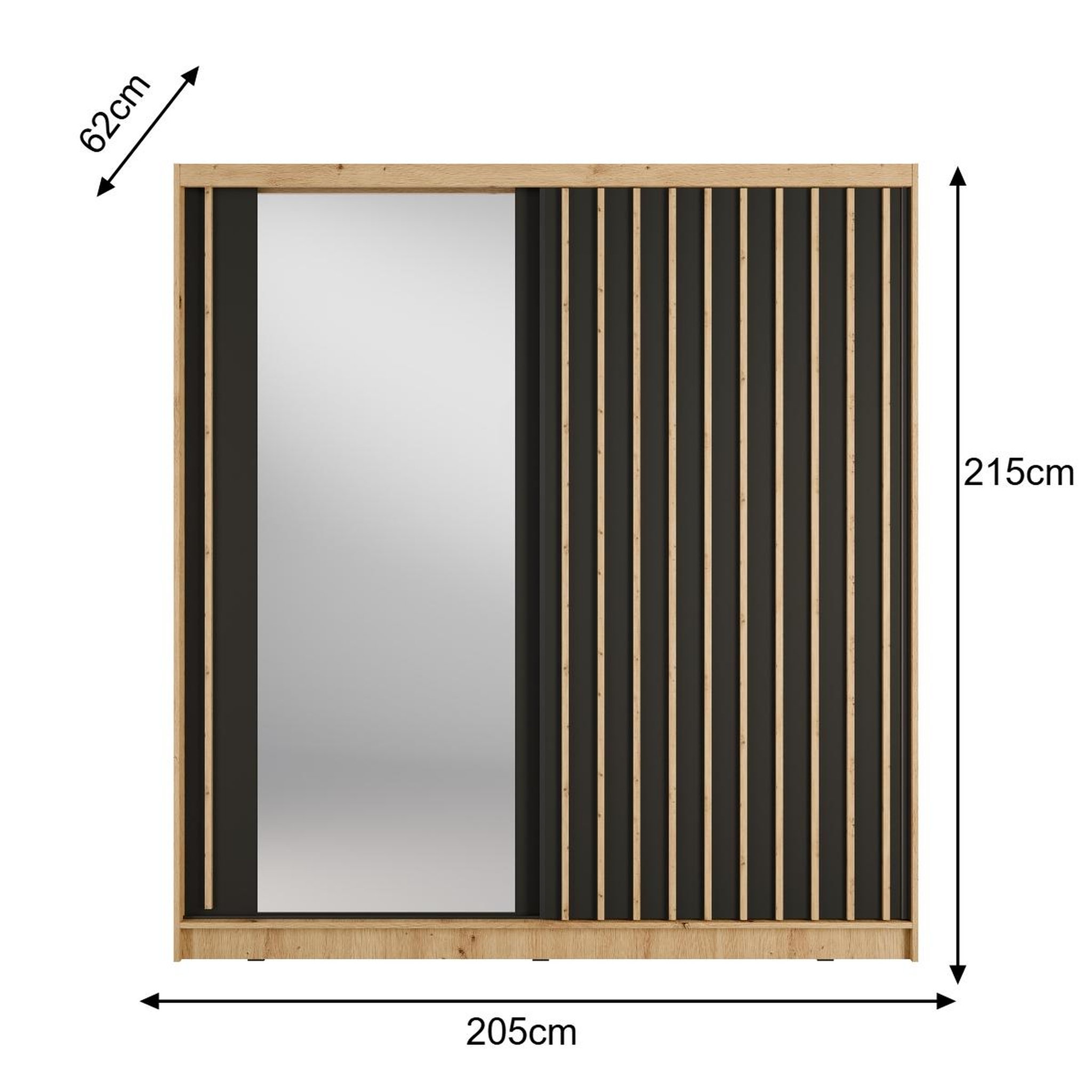 Voir la diapositive 5 : JLC KREATION Armoire coulissante industrielle bois et noir 205cm celia