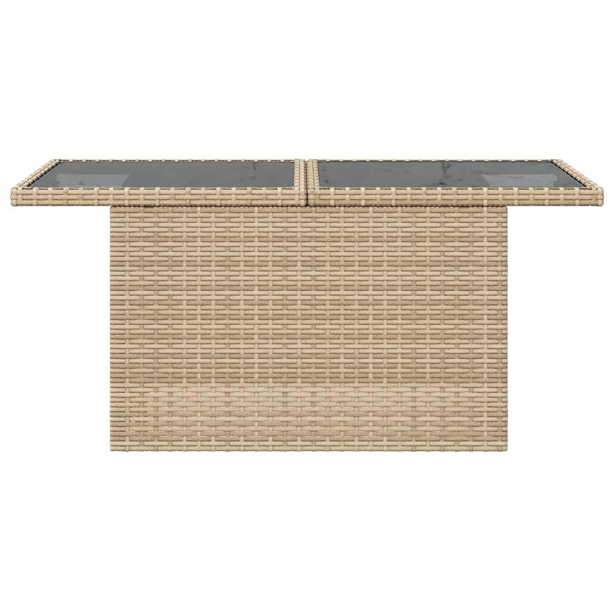 Voir la diapositive 5 : VIDAXL Table de jardin dessus en verre beige 100x55x73 cm poly rotin