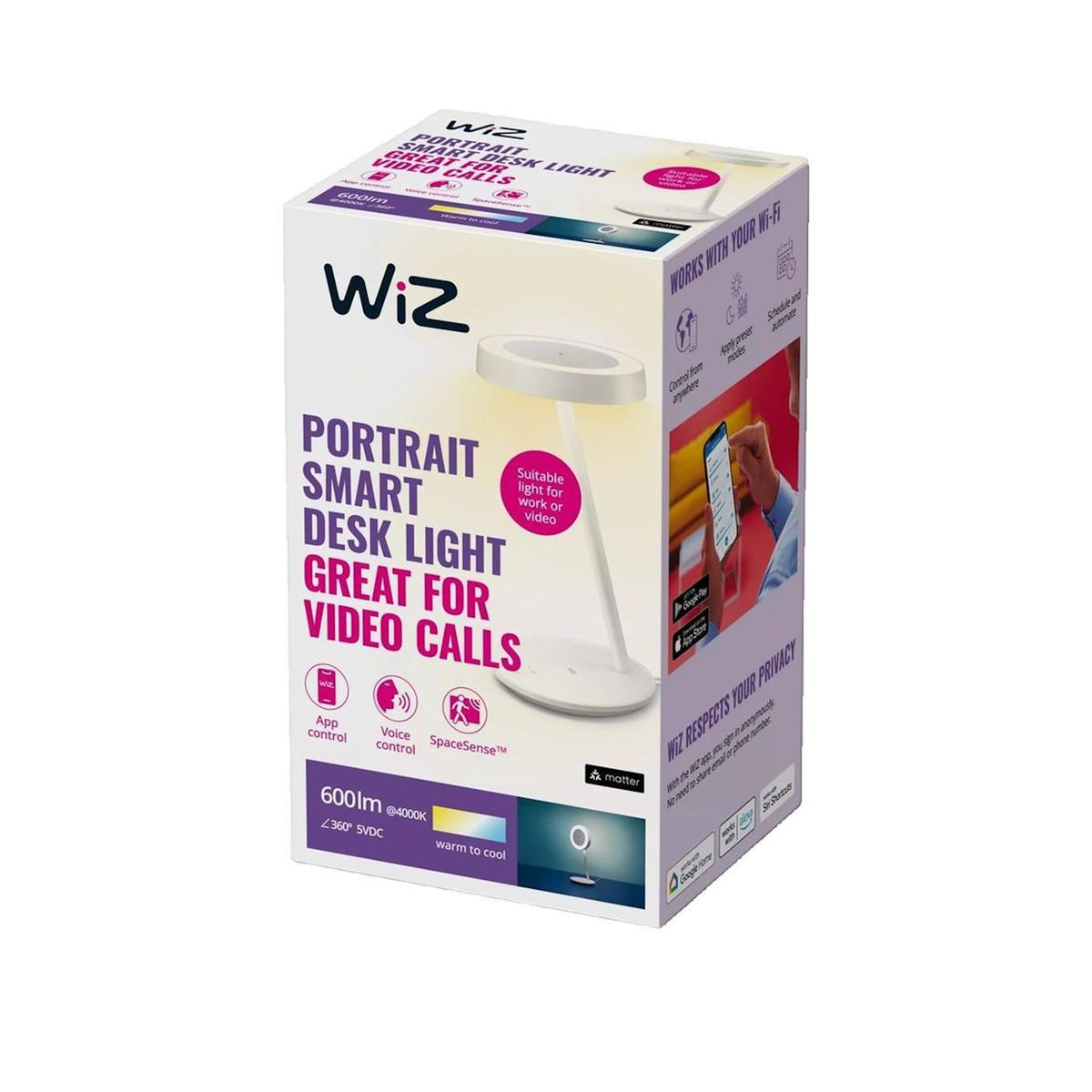 WIZ Lampe de bureau connectée WiZ Portrait blanc