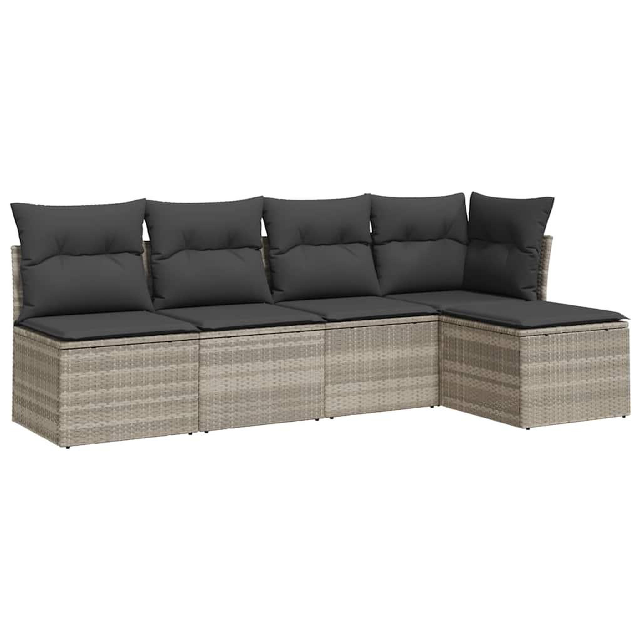 Voir la diapositive 2 : VIDAXL Salon de jardin 5 pcs avec coussins gris clair resine tressee