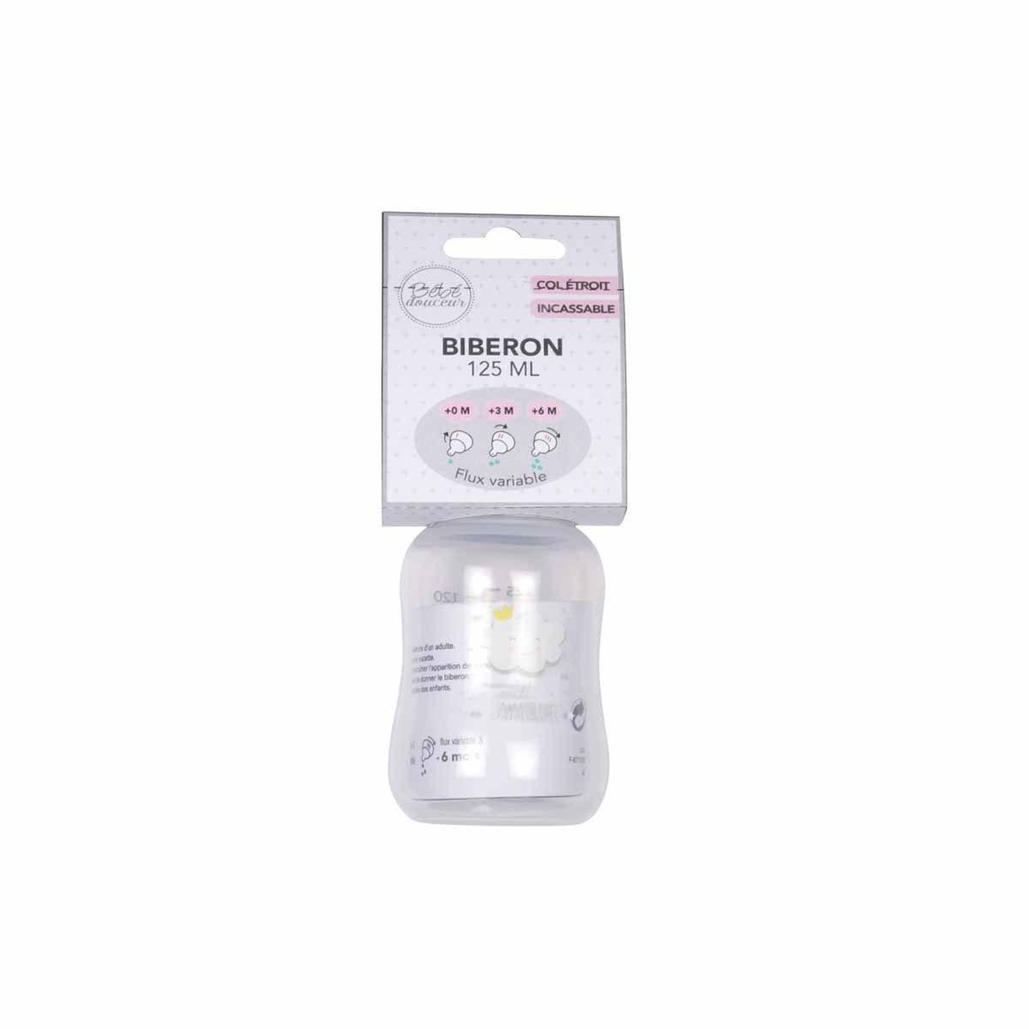 Voir la diapositive 2 : HOMEA Biberon col étroit  nuage  125ml gris