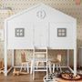 Voir la diapositive 2 : MERAX Lit cabane enfant 90x200cm bois et mdf coloris blanc
