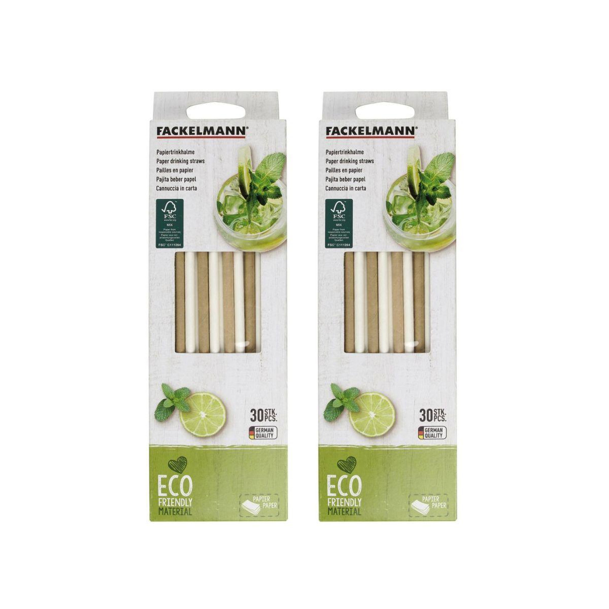 Voir la diapositive 6 : Fackelmann Lot de 60 pailles en papier brun et blanc 24 cm Fackelmann Bar Concept