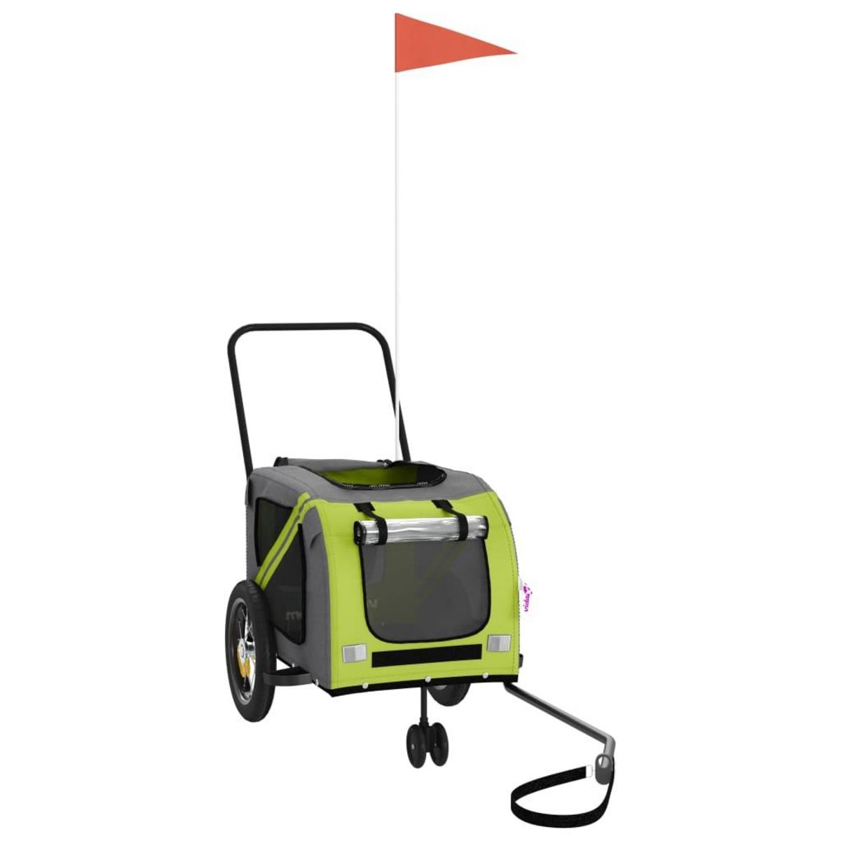 VIDAXL Remorque de velo pour animaux de compagnie vert et noir