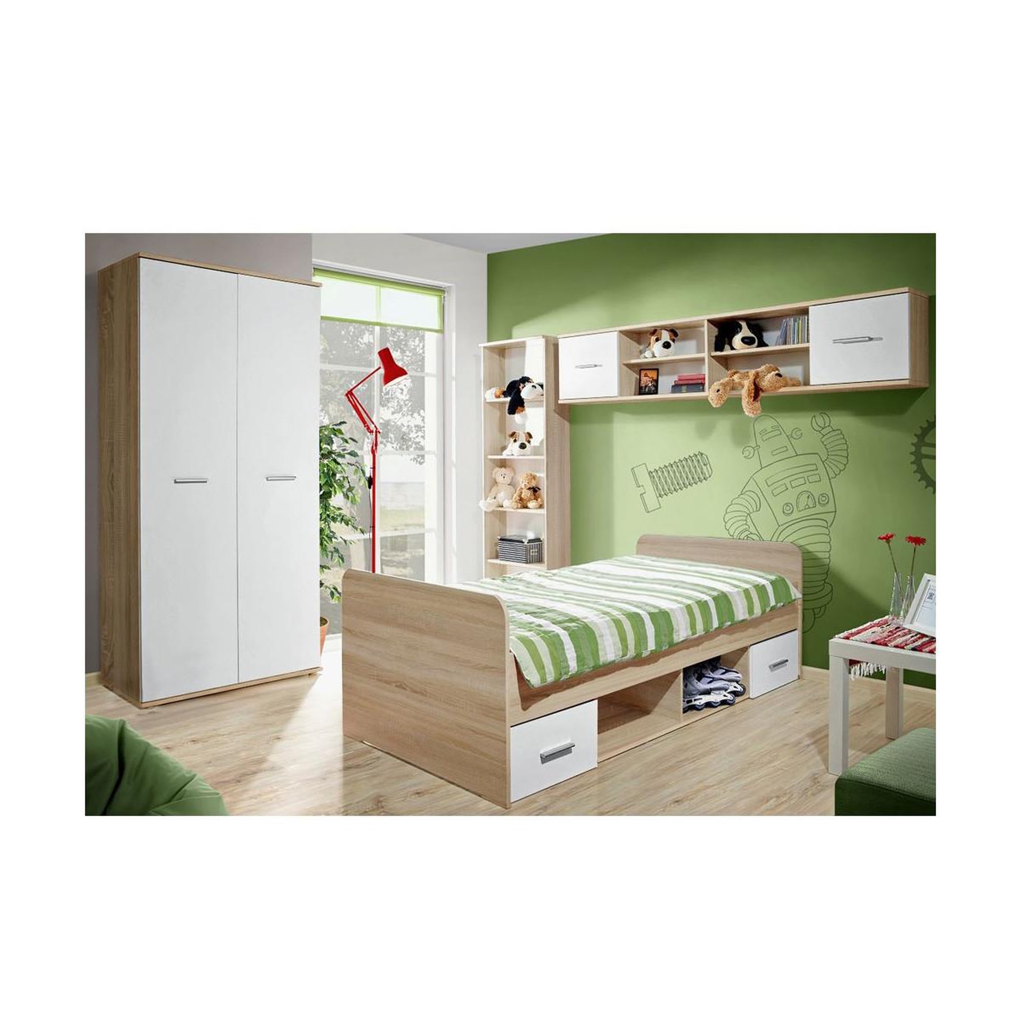 Paris Prix Chambre complète enfant 4p  dino i  chêne & blanc