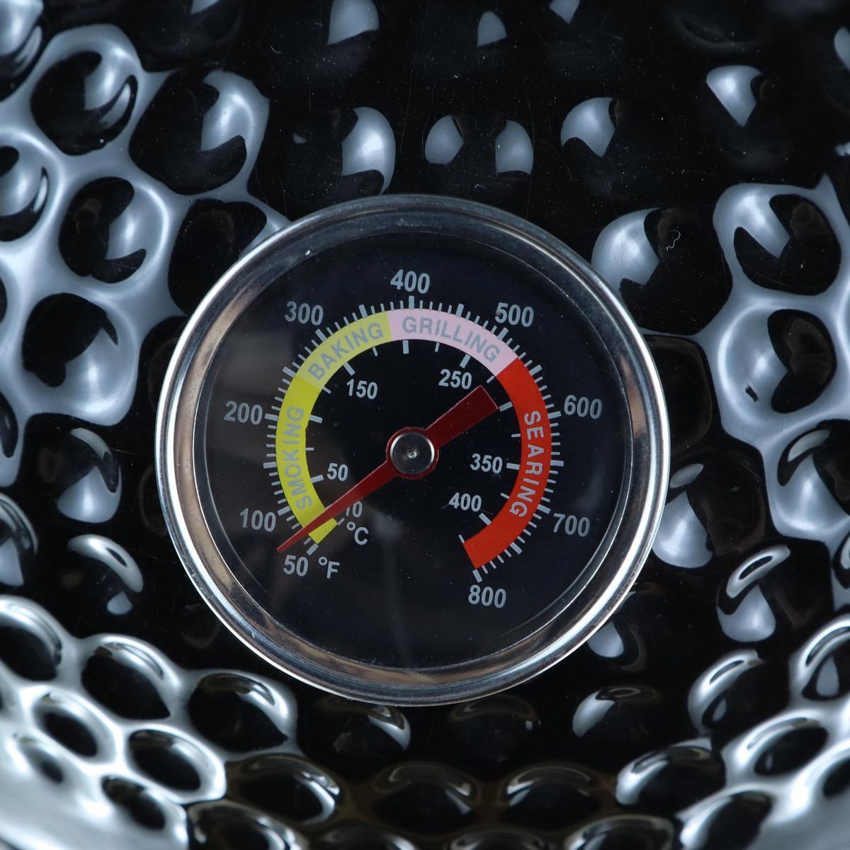 OUTSUNNY Barbecue à charbon BBQ grill fumoir sur pieds design contemporain olive acier céramique martelé noir