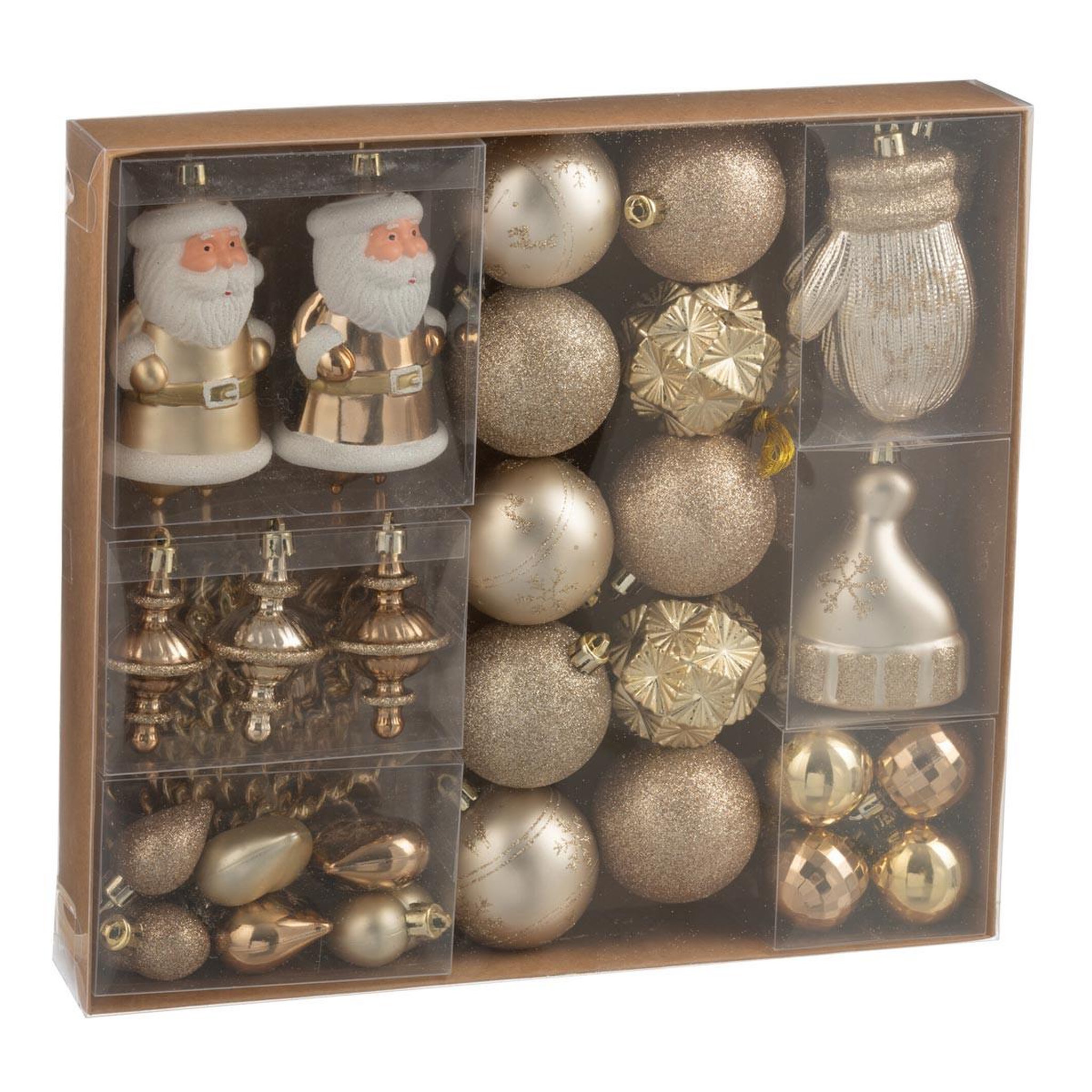 J-LINE Lot de 45 boules de noël  night  30cm beige & écru