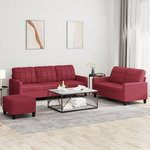 VIDAXL Ensemble de canapes 3 pcs et coussins Rouge bordeaux Similicuir