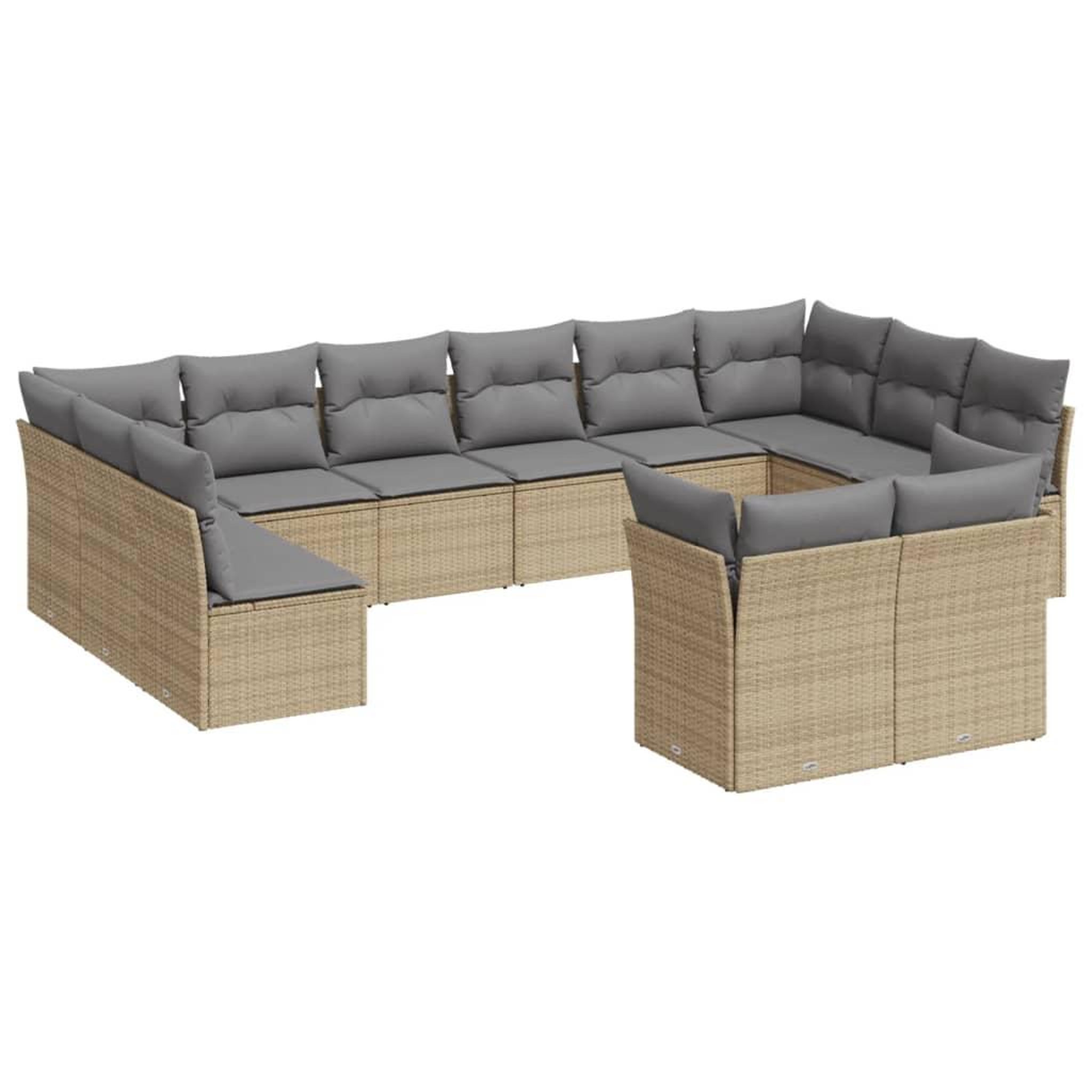 Voir la diapositive 2 : VIDAXL Salon de jardin avec coussins 12 pcs beige resine tressee
