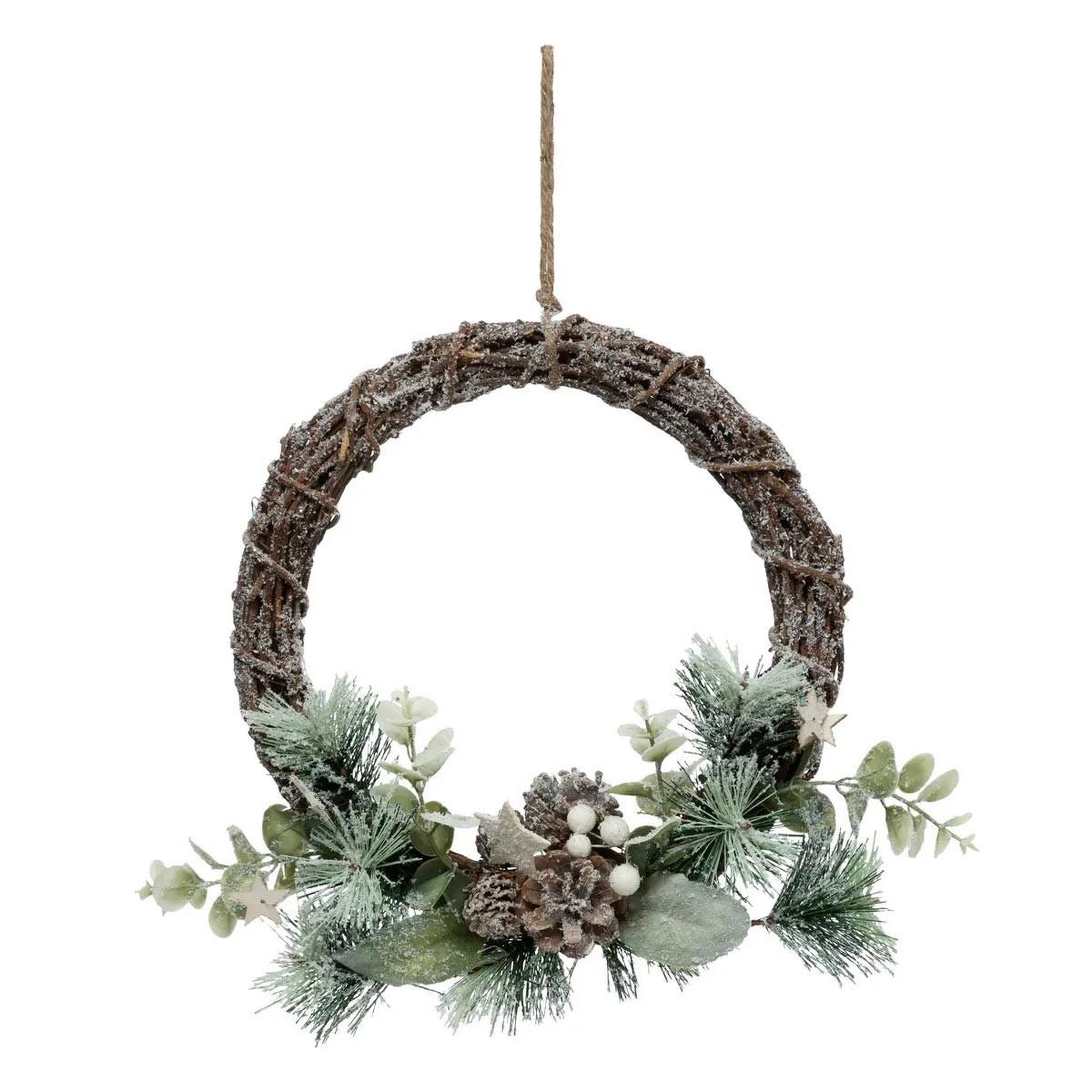 ATMOSPHERA Couronne de noël enneigée  branches  28cm multicolore