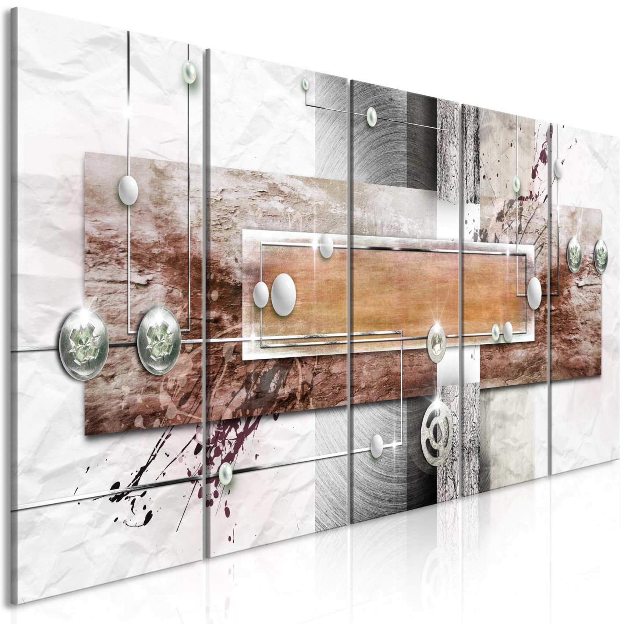 Paris Prix Tableau 5 panneaux  mysterious mechanism narrow brown. Coloris disponibles : Multicolore