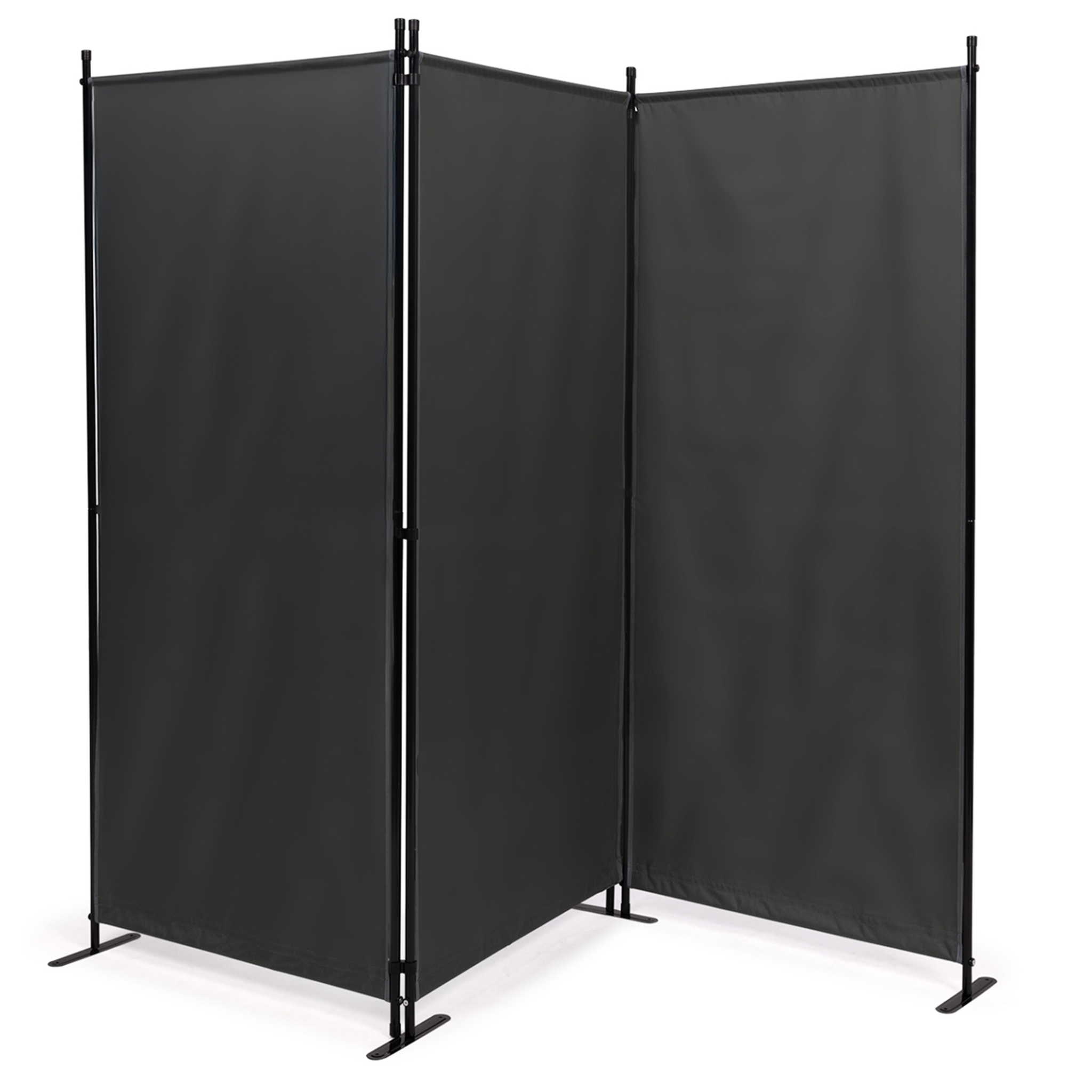 Voir la diapositive 4 : ID MARKET Paravent intérieur et extérieur sur pieds 3 panneaux 250 x 180 cm gris anthracite séparateur store latéral