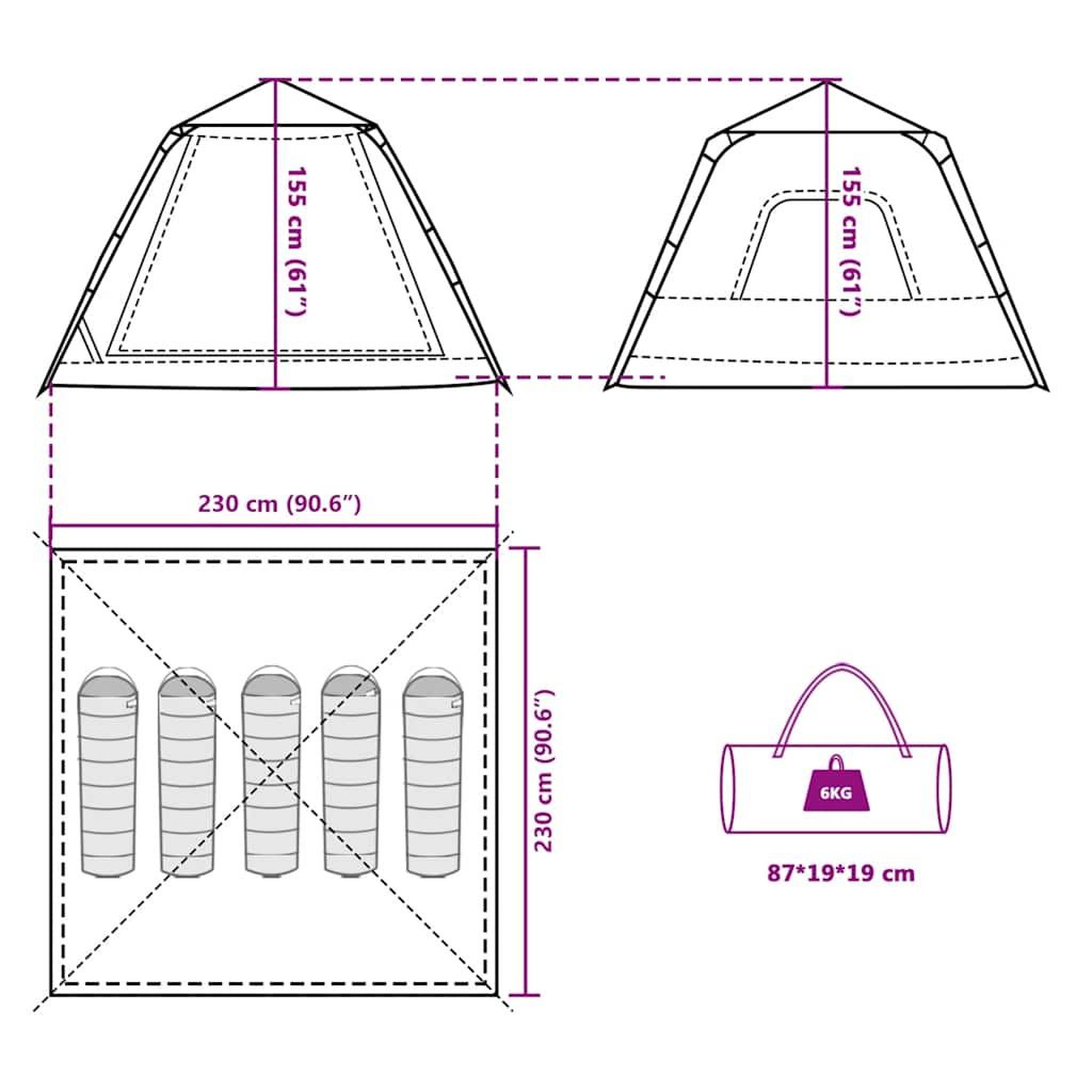 Voir la diapositive 6 : VIDAXL Tente de camping a dome 5 personnes liberation rapide